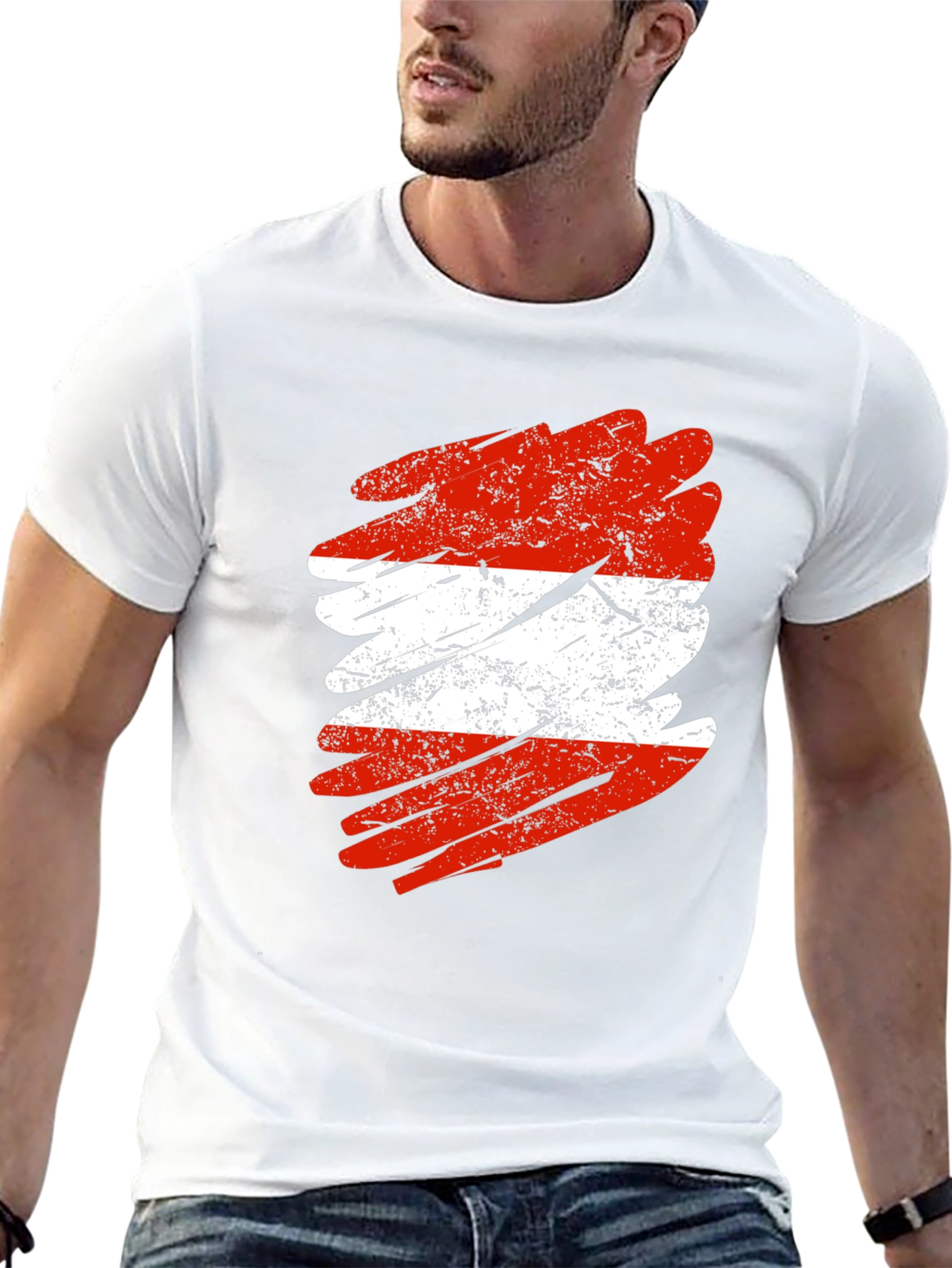 Austria Flag Grunge Style Black T-Shirt