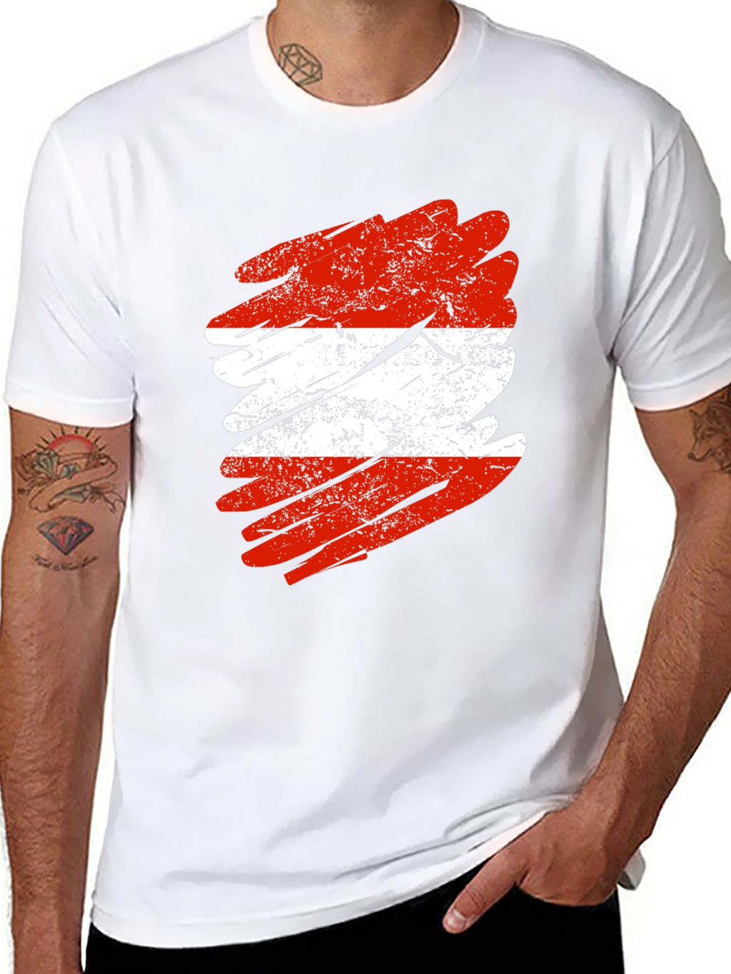 Austria Flag Grunge Style Black T-Shirt