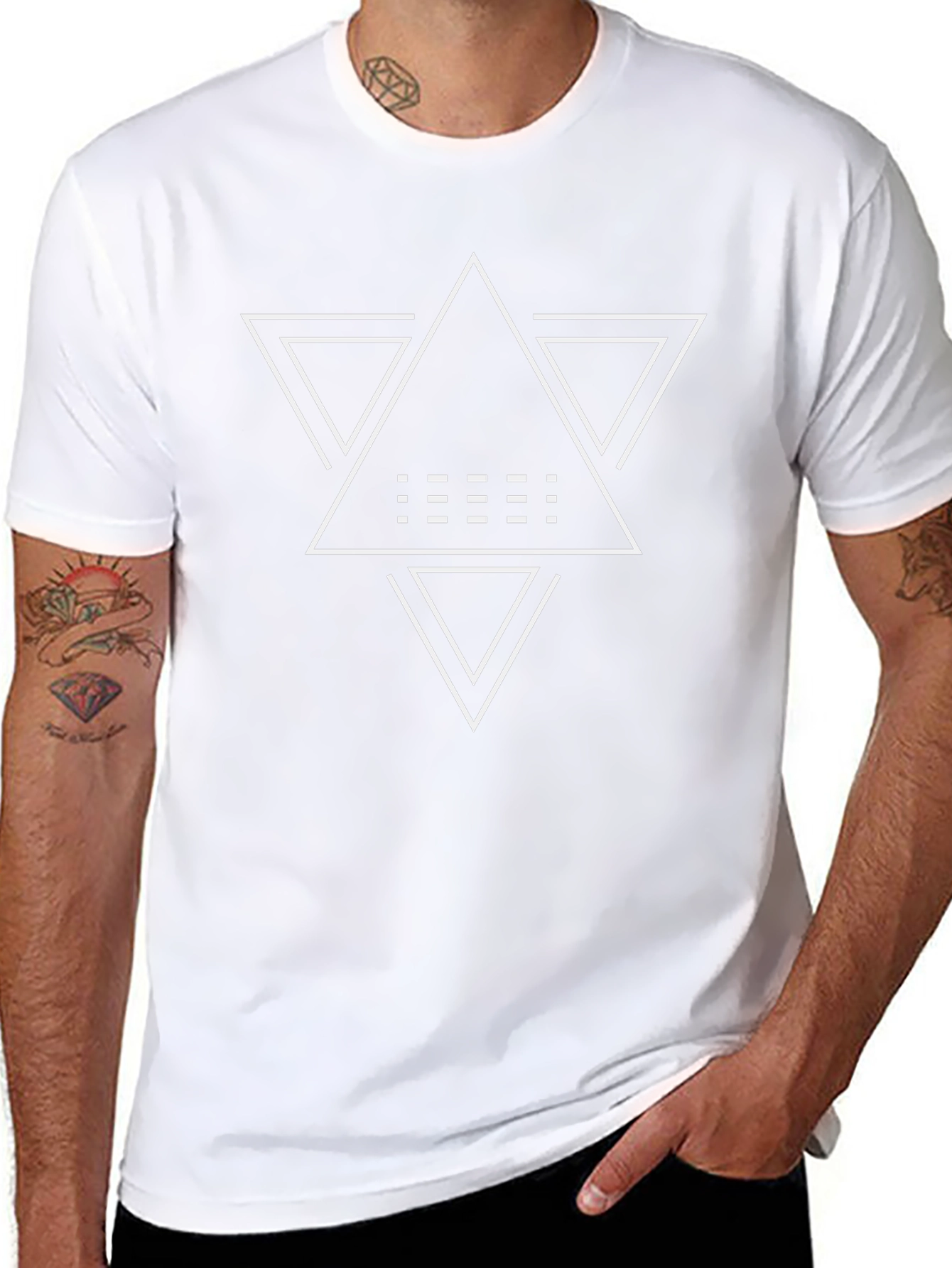 Geometric Triangle Graphic Black T-Shirt