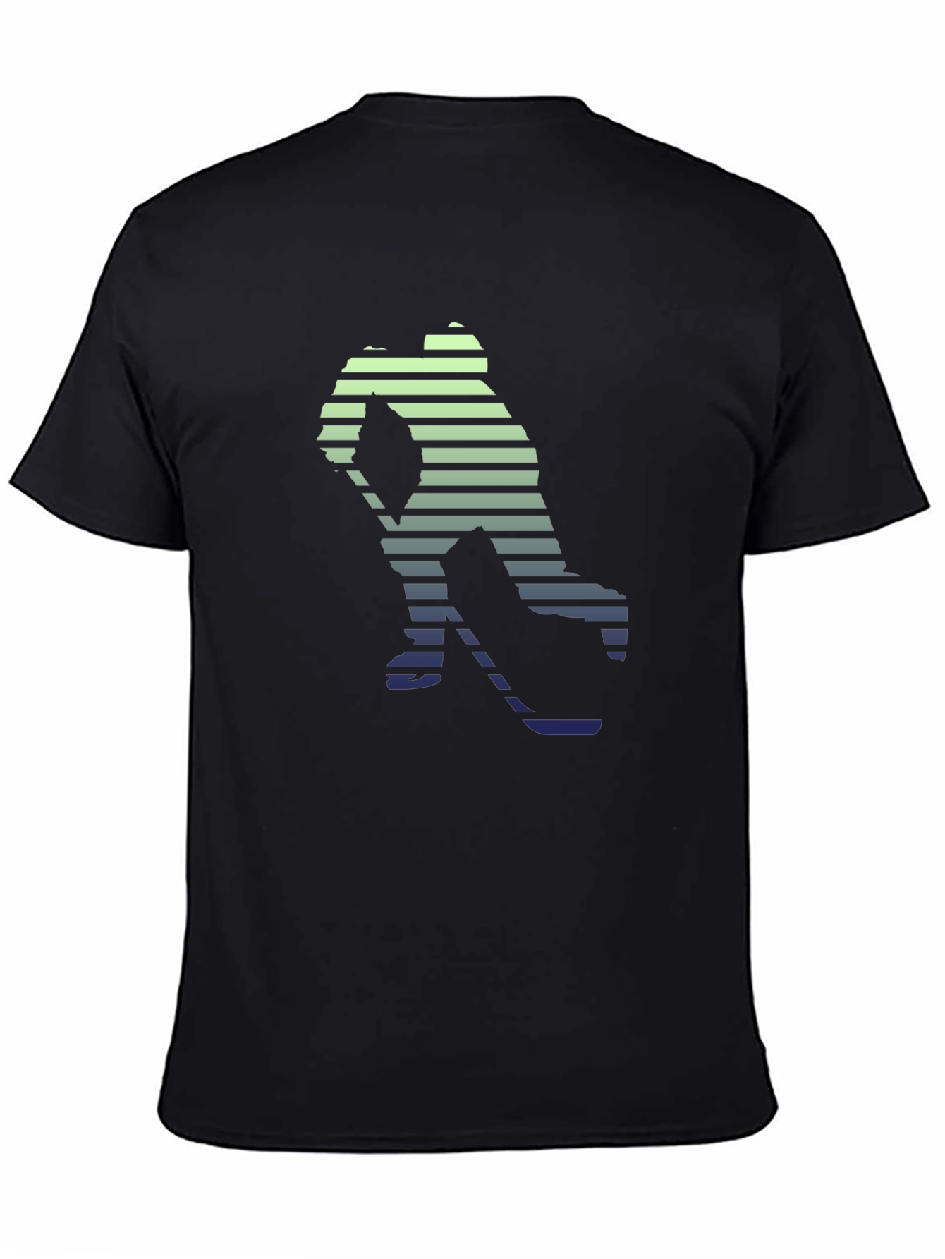Hockey Player Graphic Tee - Stylish Striped Silhouette T-Shirt