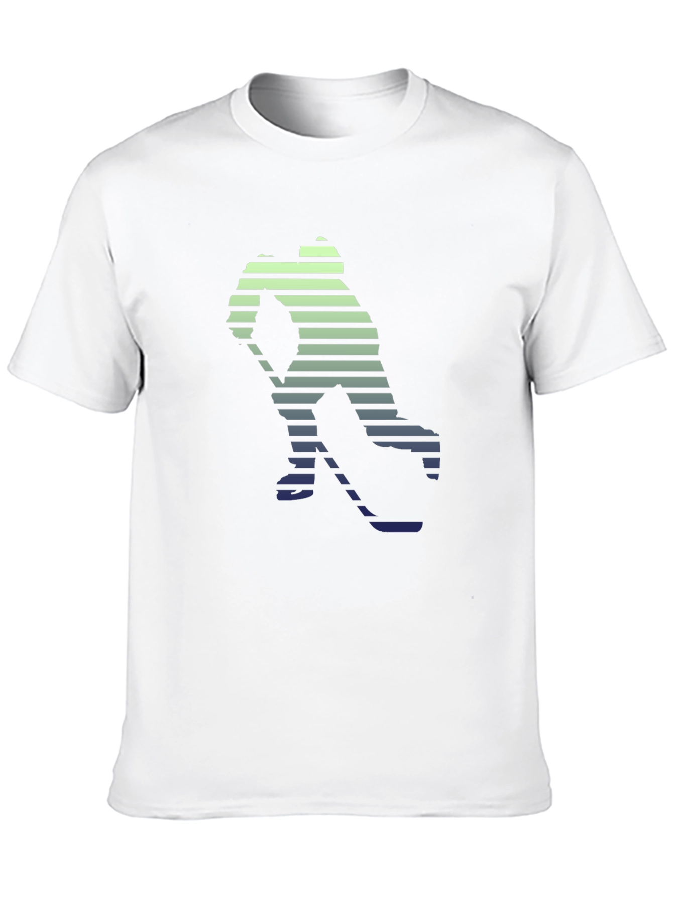 Hockey Player Graphic Tee - Stylish Striped Silhouette T-Shirt