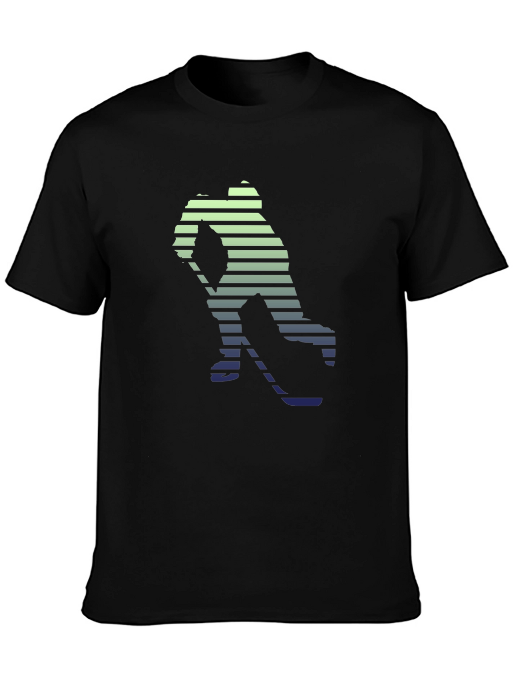 Hockey Player Graphic Tee - Stylish Striped Silhouette T-Shirt