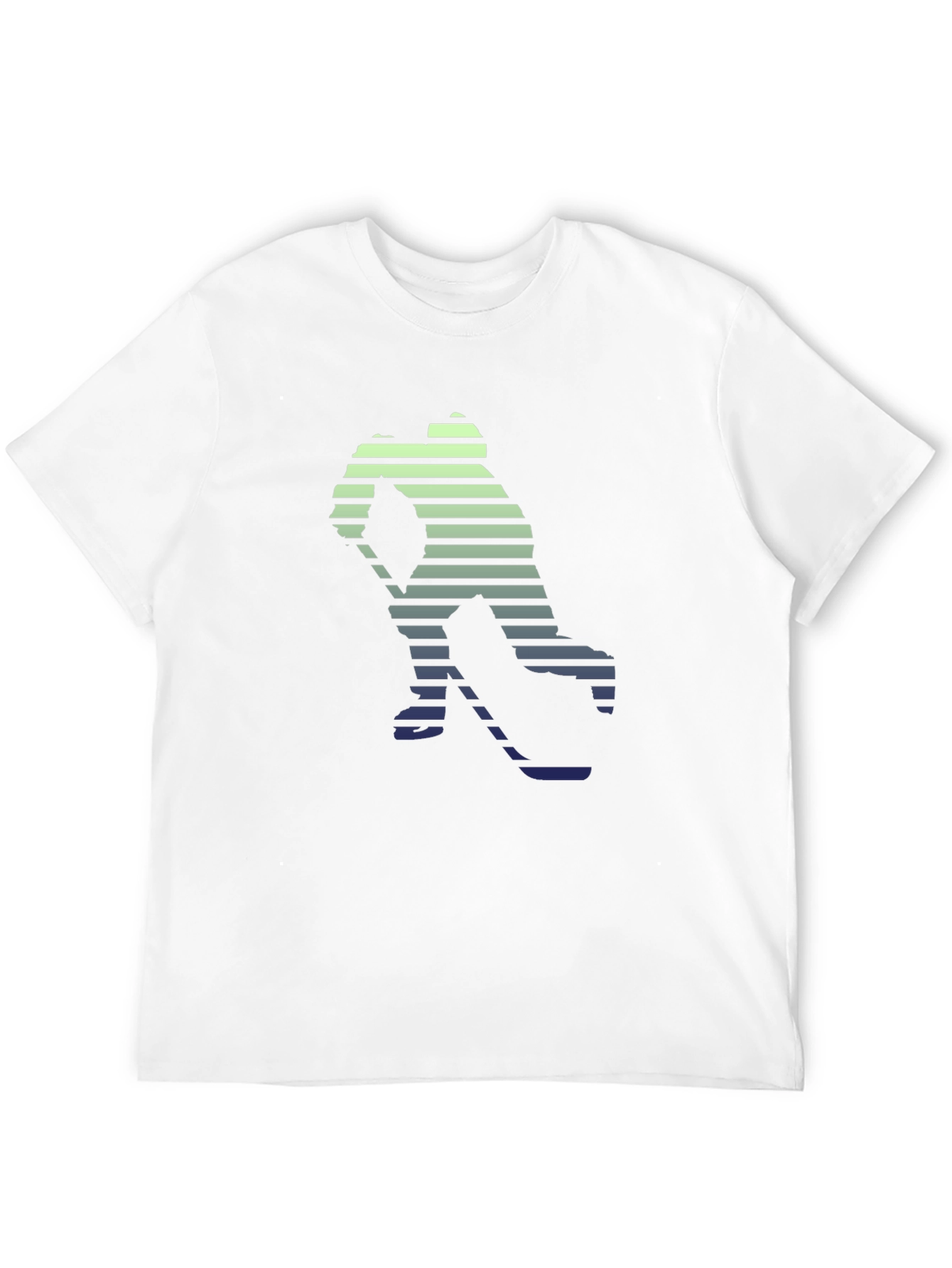 Hockey Player Graphic Tee - Stylish Striped Silhouette T-Shirt