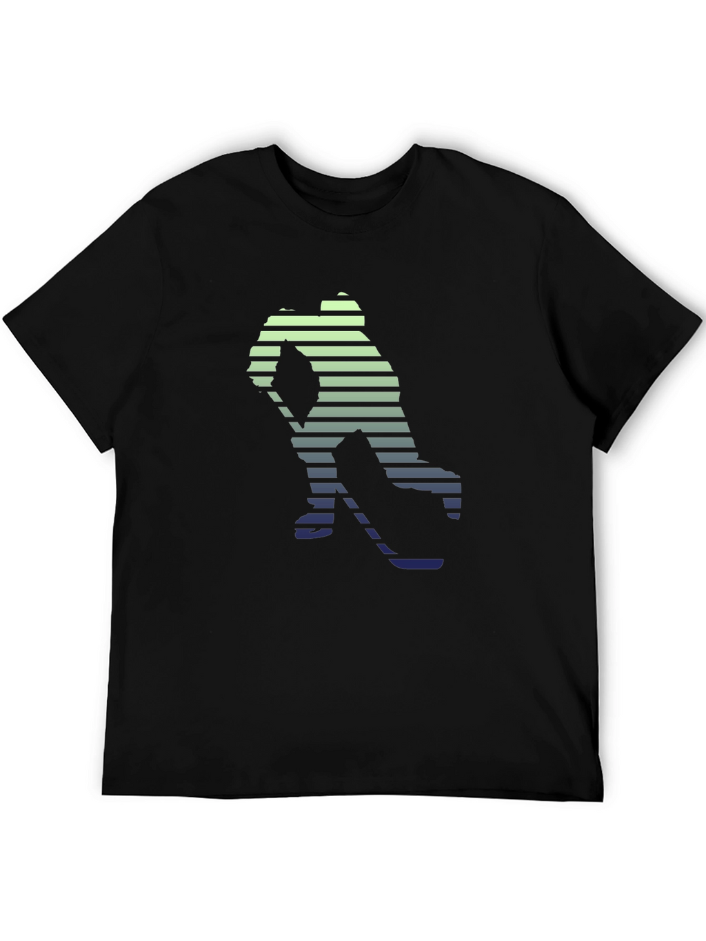 Hockey Player Graphic Tee - Stylish Striped Silhouette T-Shirt