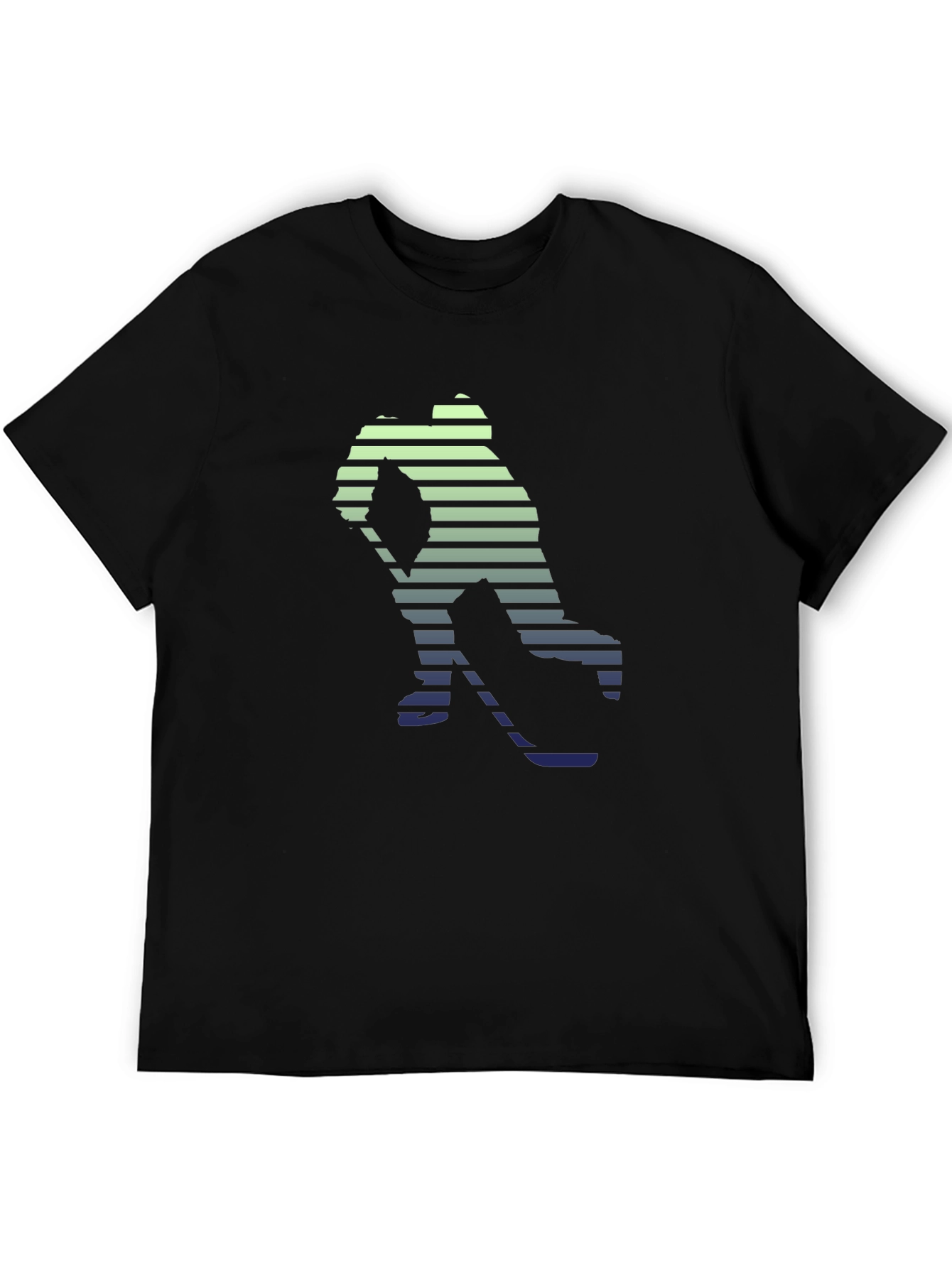Hockey Player Graphic Tee - Stylish Striped Silhouette T-Shirt
