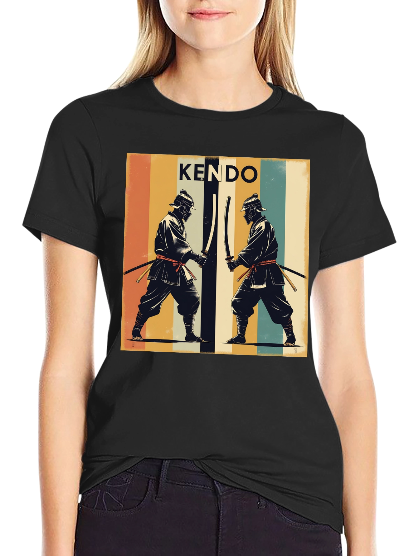 Kendo Retro Graphic Tee - Black Cotton T-Shirt
