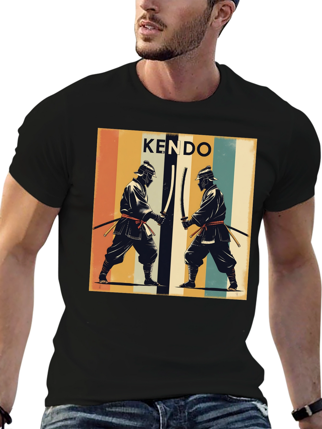Kendo Retro Graphic Tee - Black Cotton T-Shirt