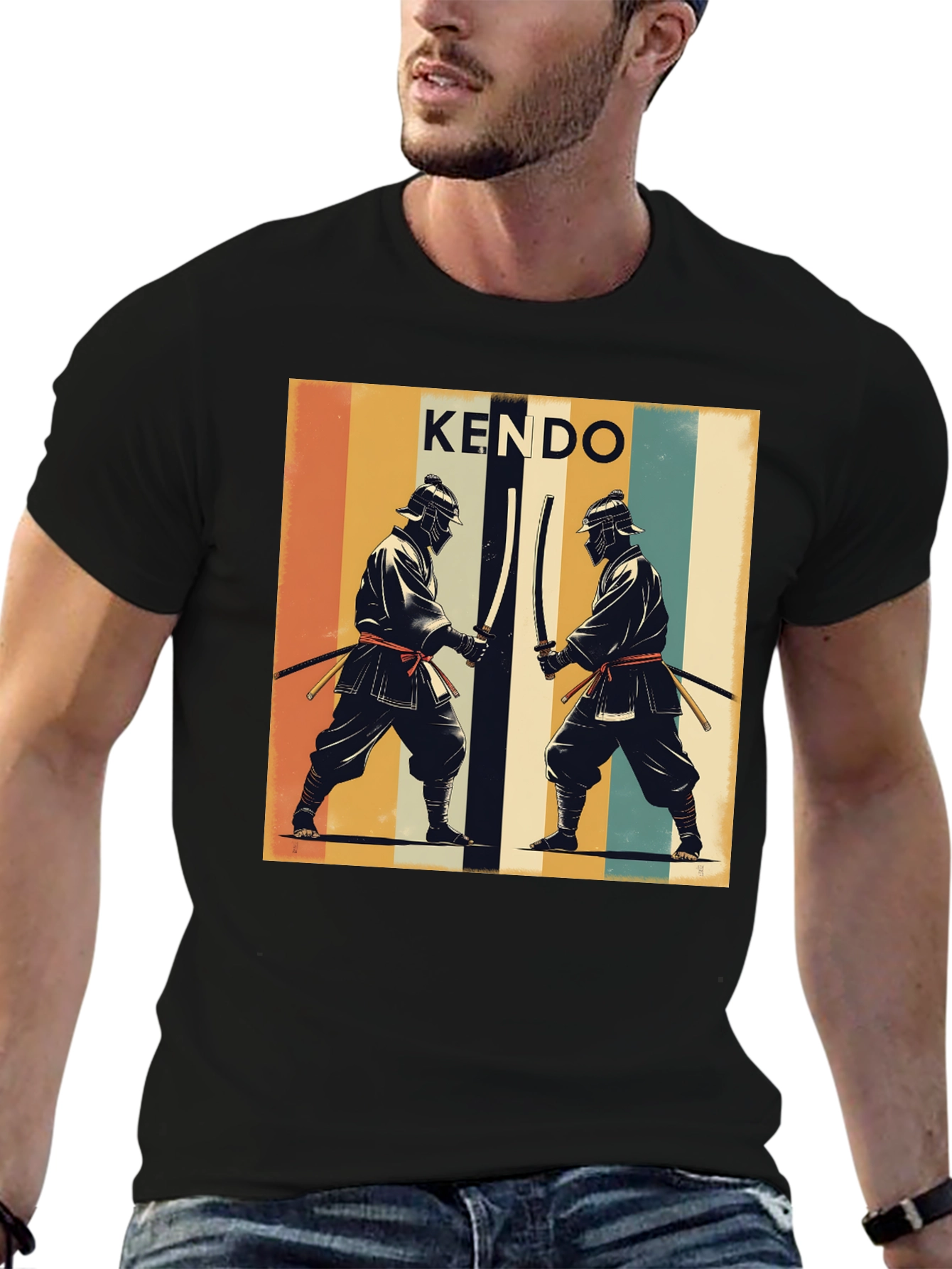 Kendo Retro Graphic Tee - Black Cotton T-Shirt
