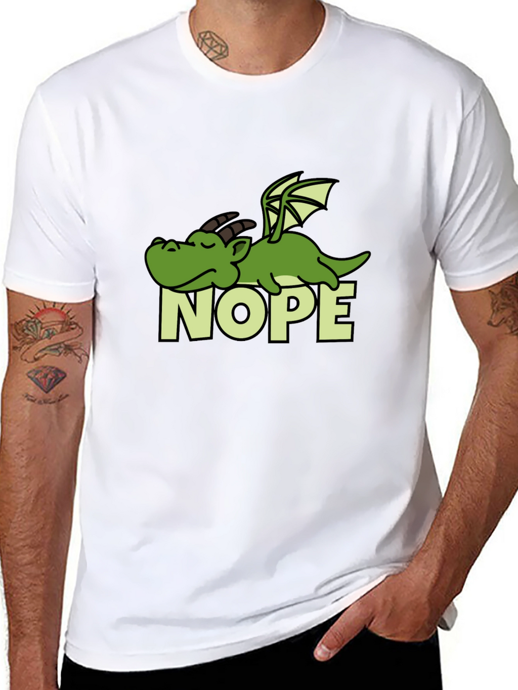 Nope Dragon Graphic Tee - Lazy Humor T-Shirt