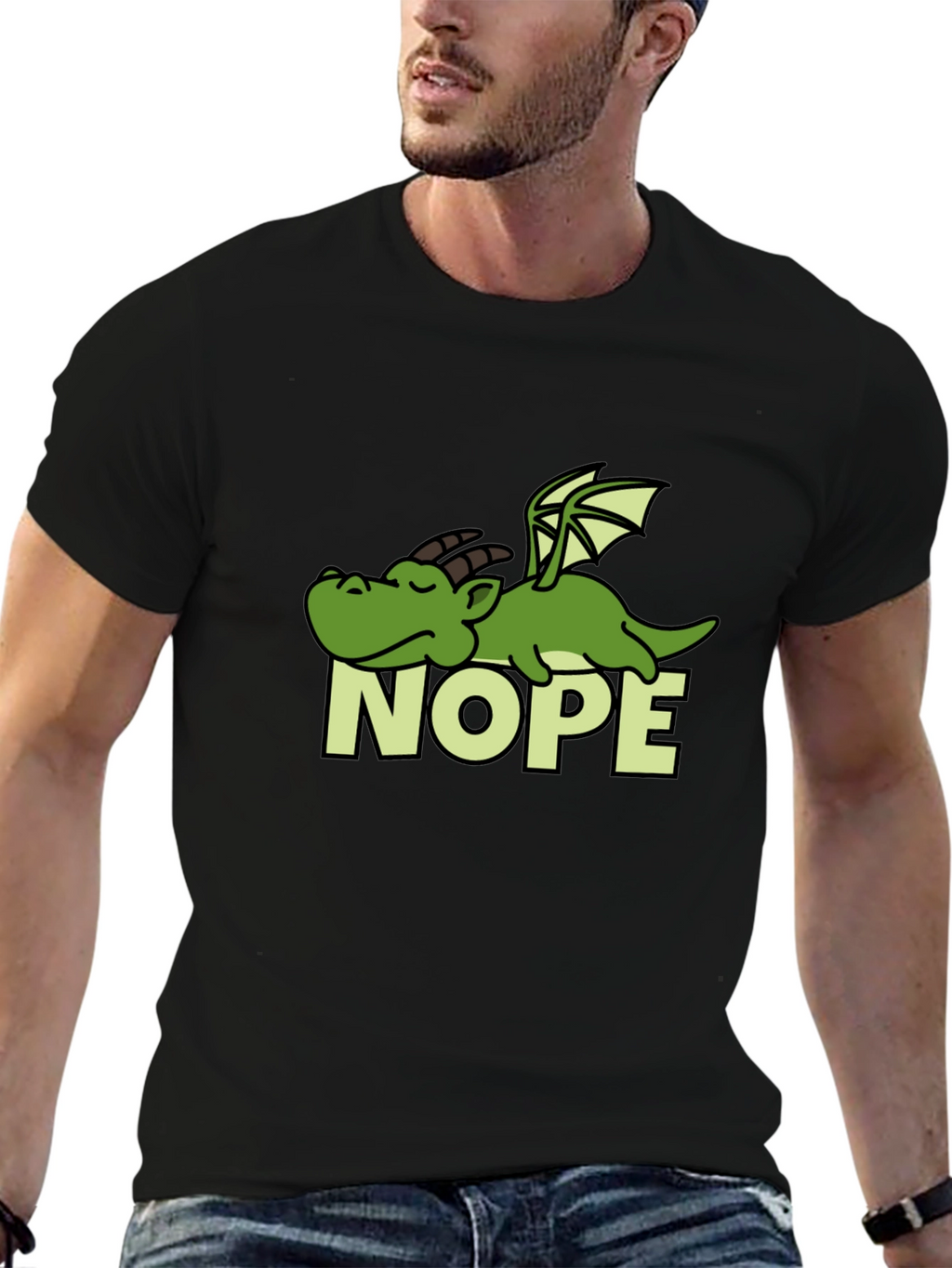 Nope Dragon Graphic Tee - Lazy Humor T-Shirt