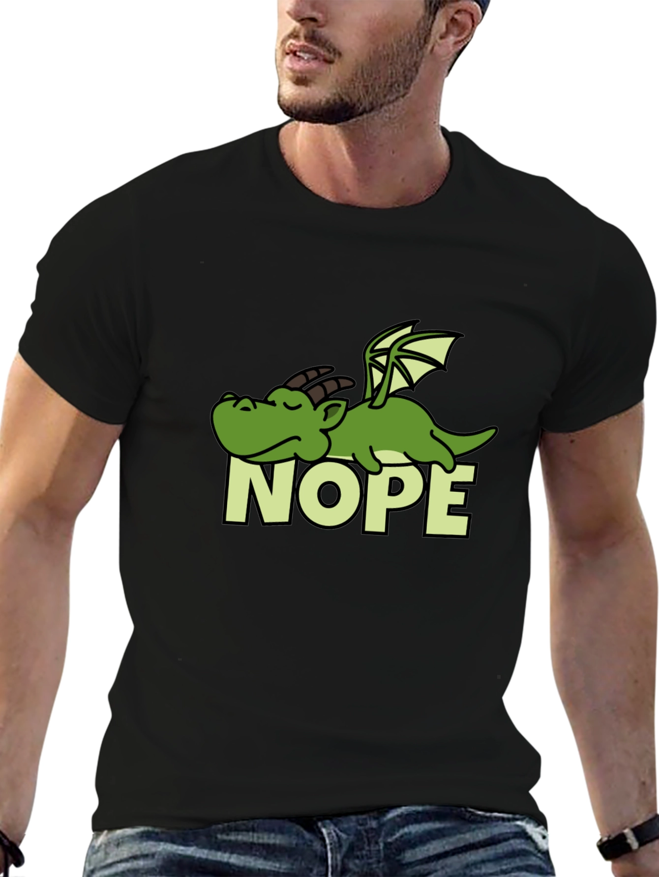 Nope Dragon Graphic Tee - Lazy Humor T-Shirt