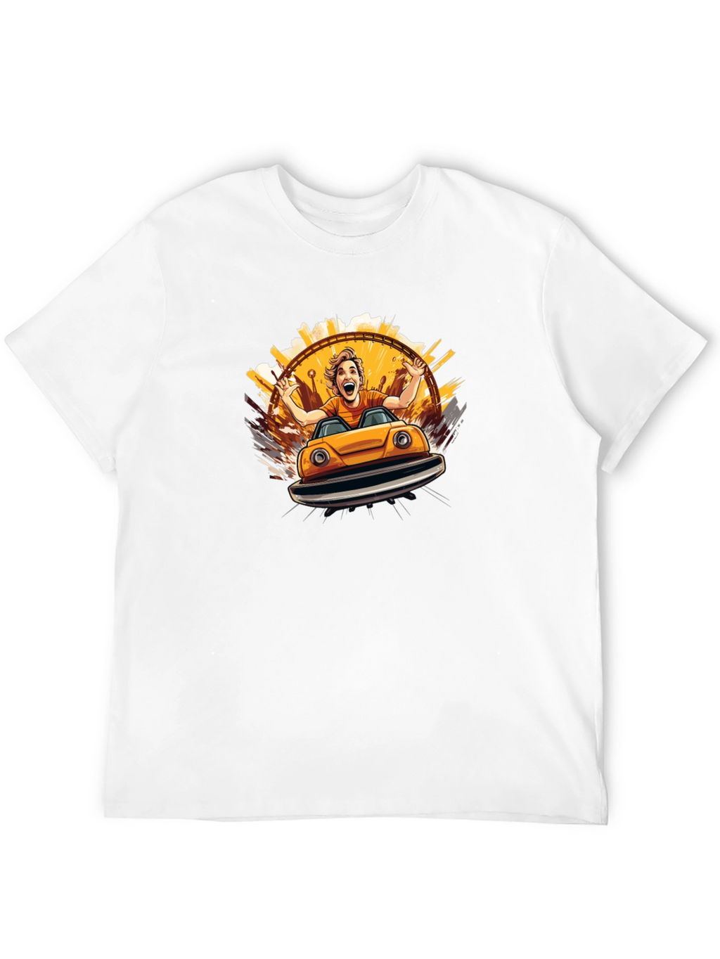 Bumper Car Fun Graphic Tee - Black Cotton T-Shirt
