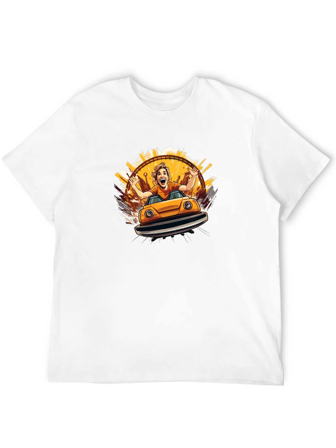 Bumper Car Fun Graphic Tee - Black Cotton T-Shirt