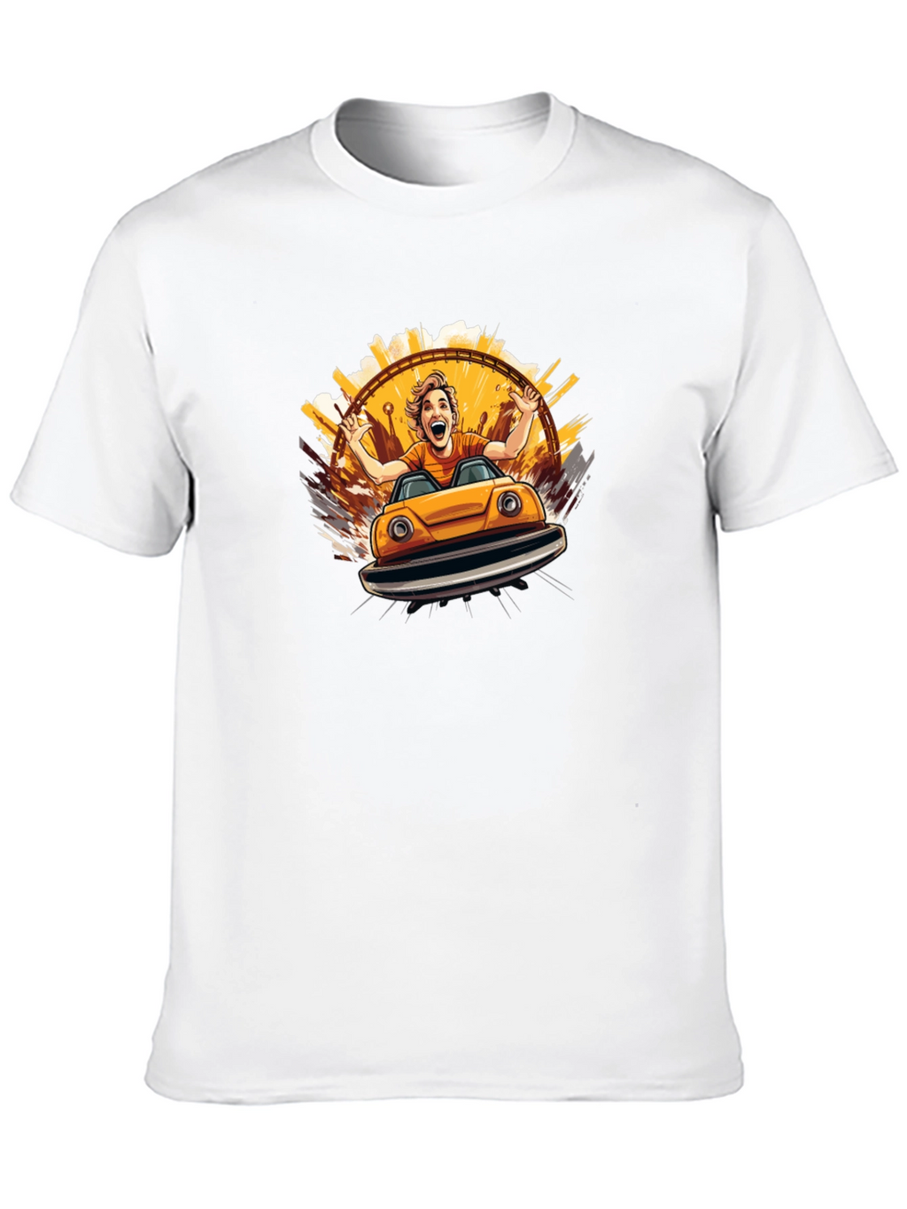 Bumper Car Fun Graphic Tee - Black Cotton T-Shirt