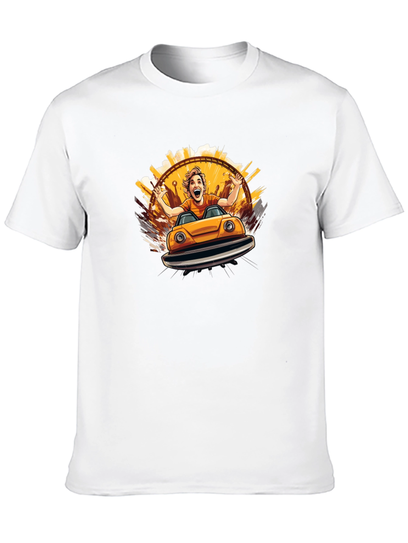 Bumper Car Fun Graphic Tee - Black Cotton T-Shirt