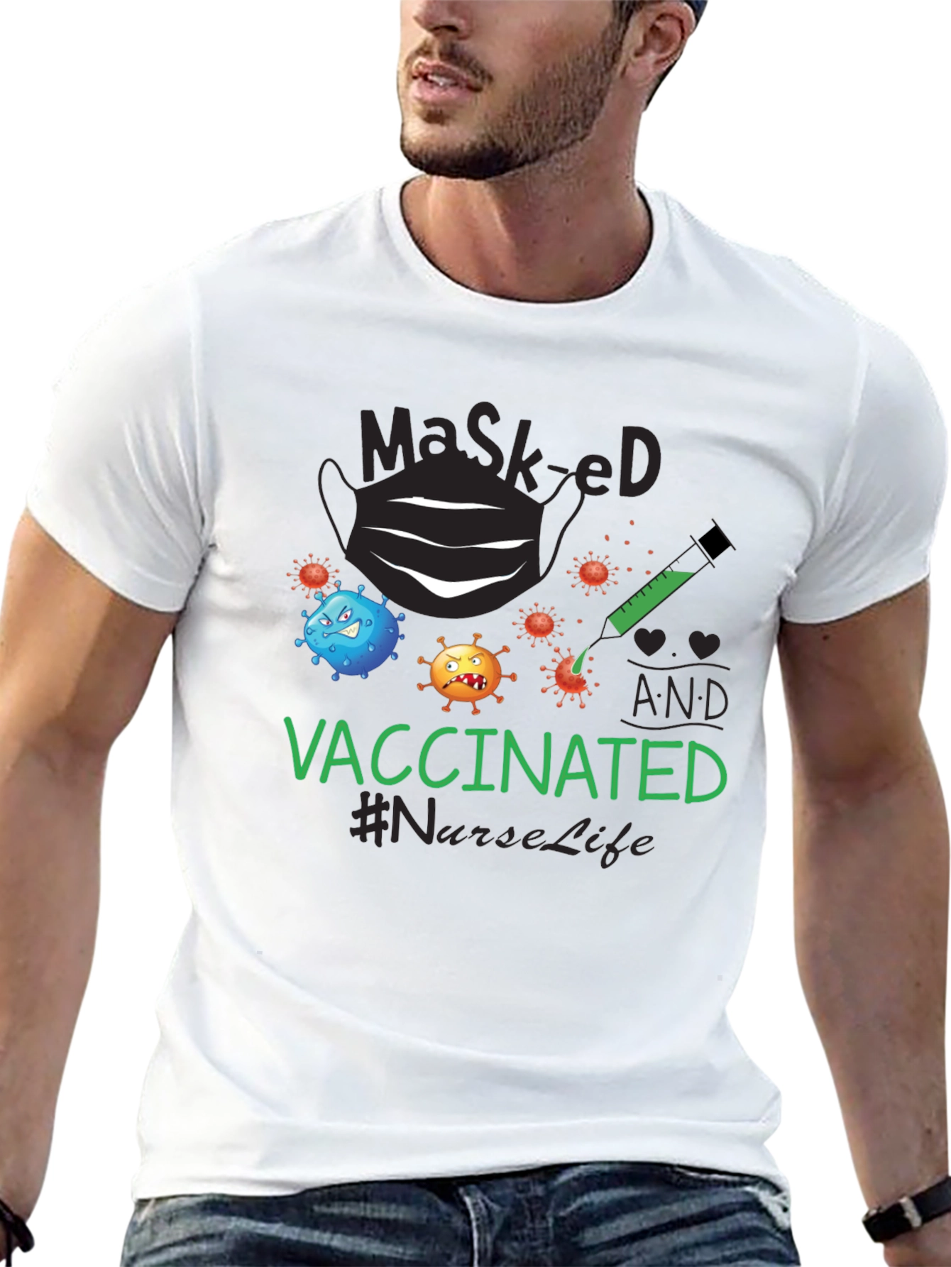 Masked and Vaccinated T-Shirt #NurseLife