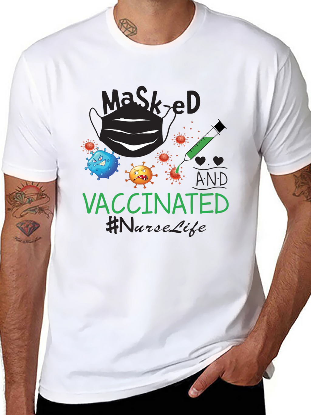 Masked and Vaccinated T-Shirt #NurseLife