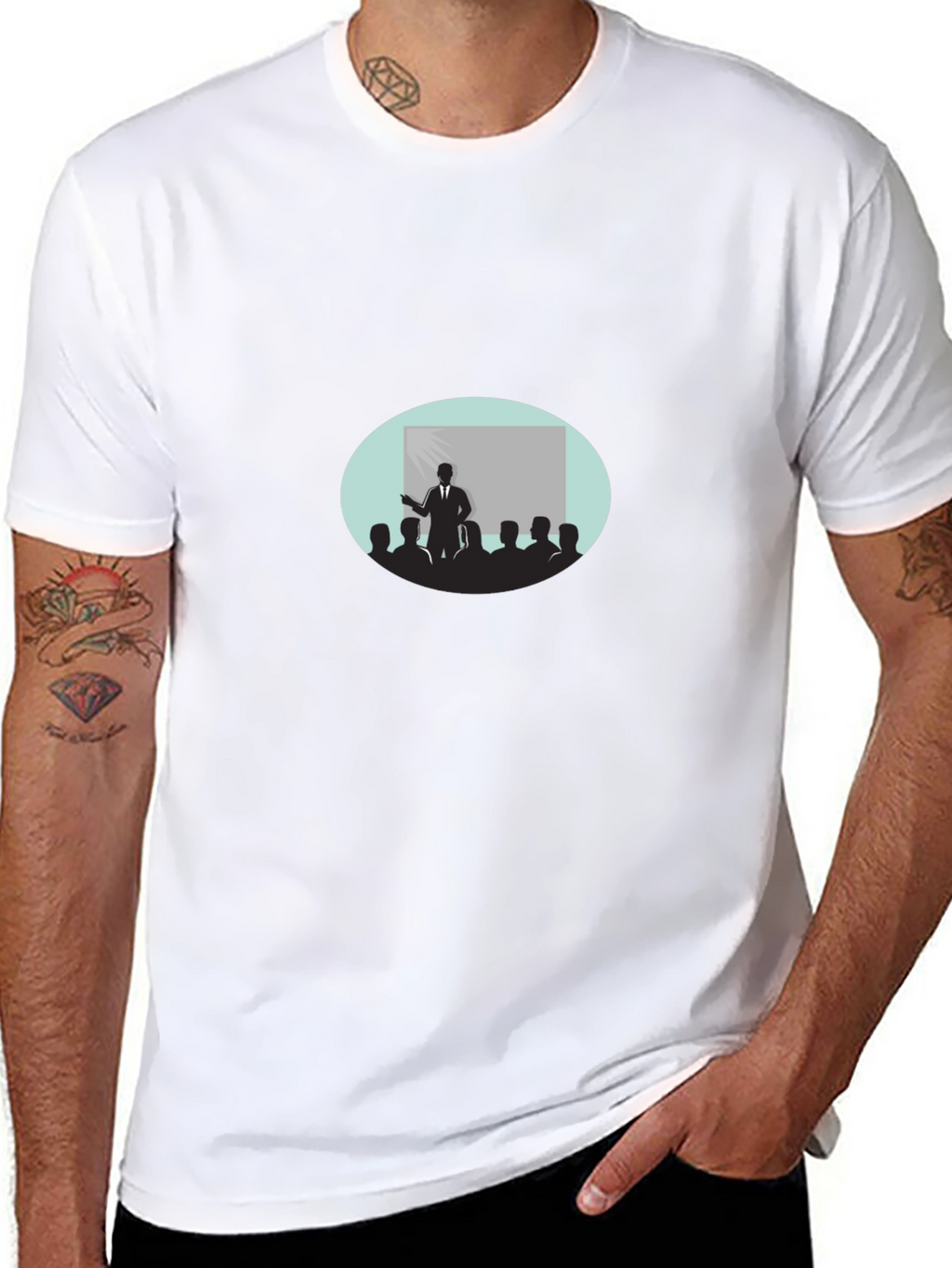 Black T-Shirt with Presentation Graphic