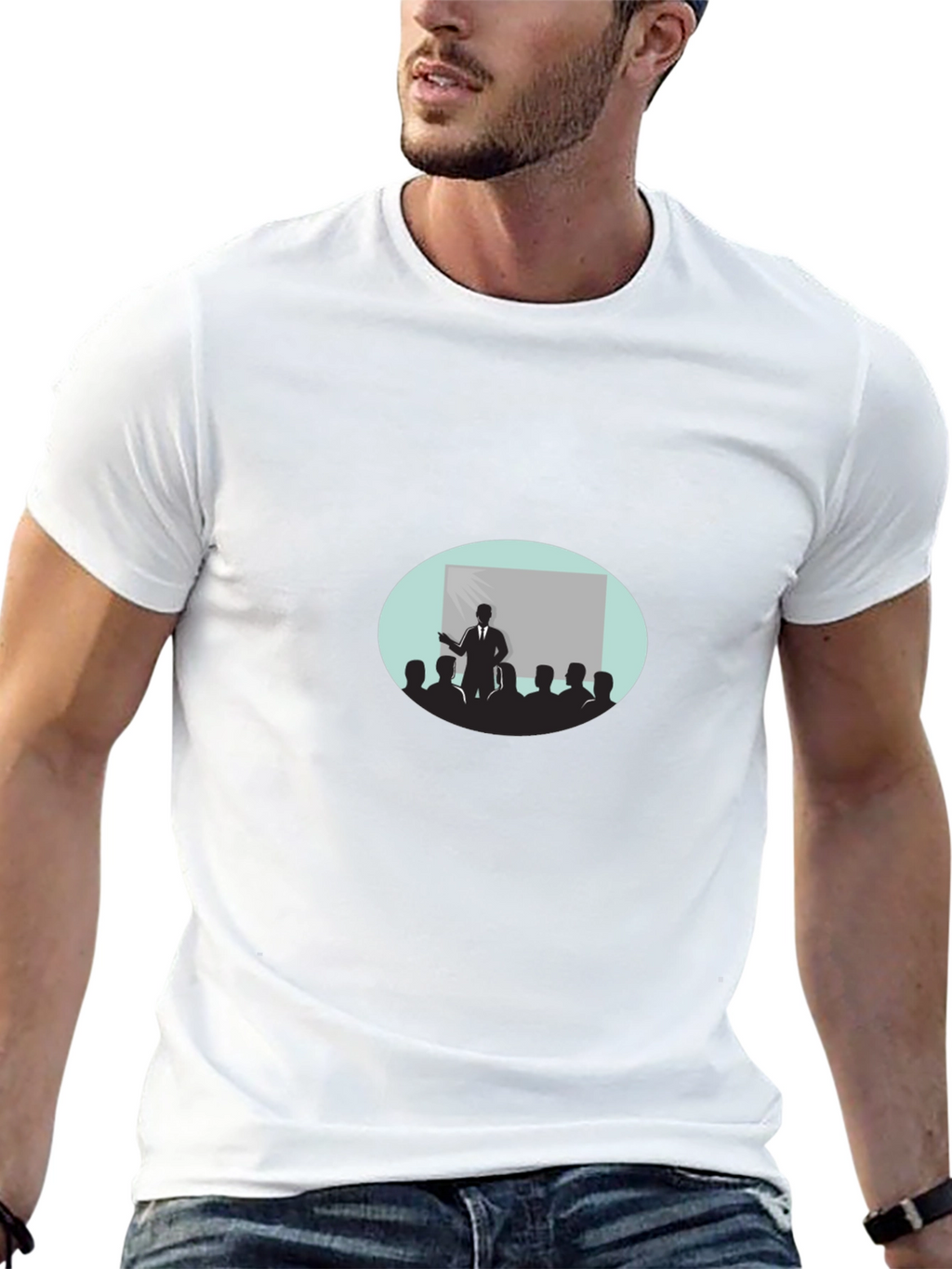 Black T-Shirt with Presentation Graphic