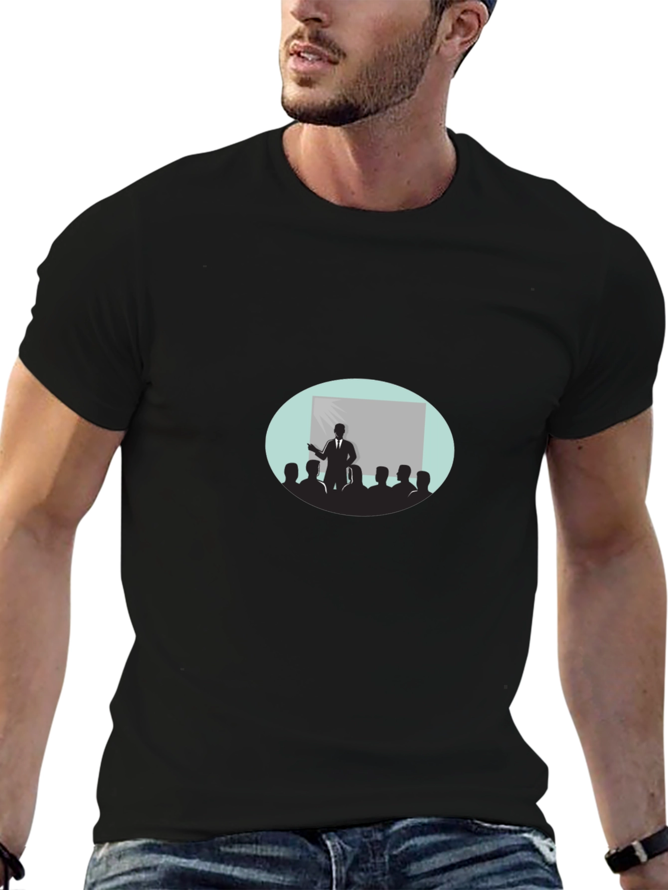 Black T-Shirt with Presentation Graphic