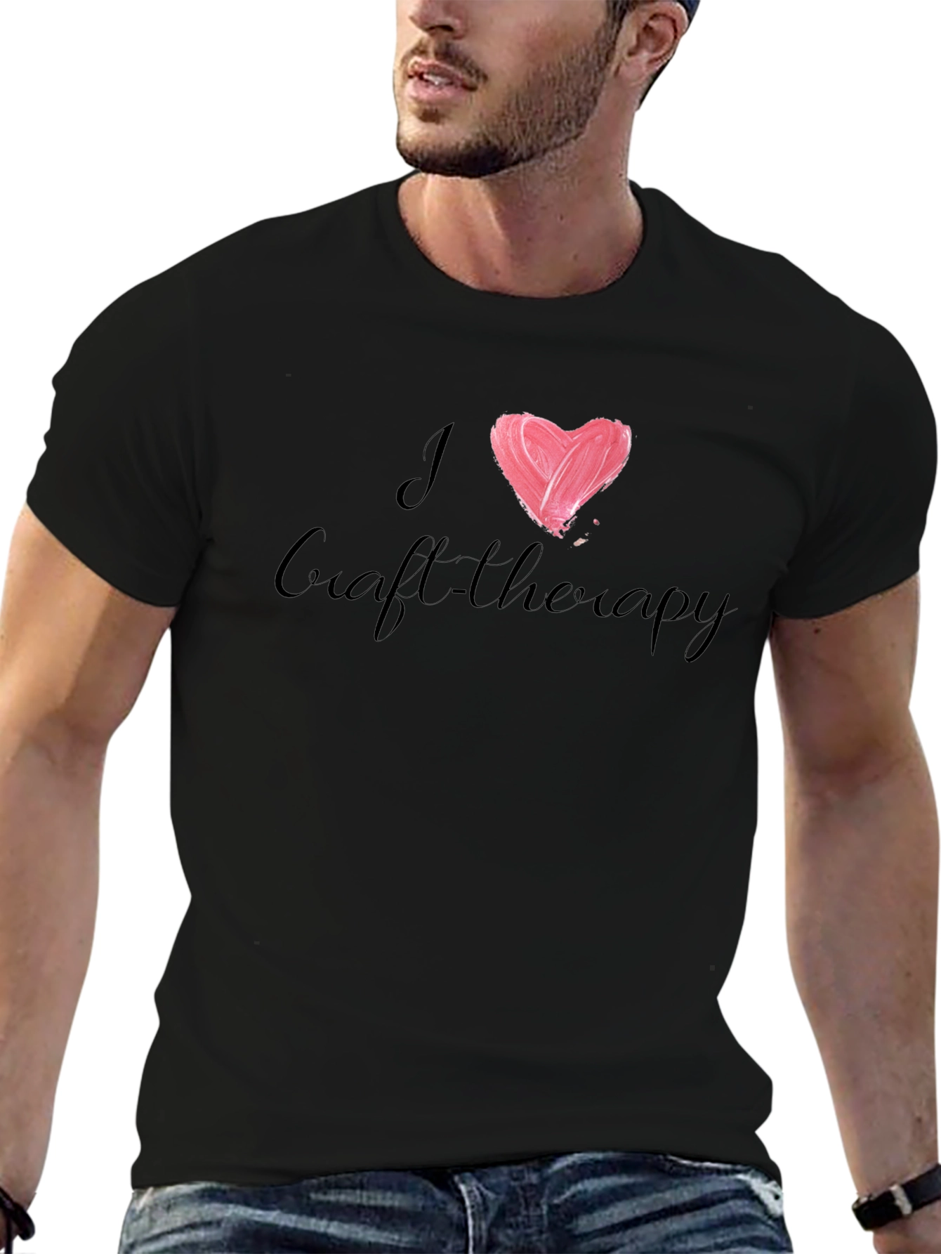 I Heart Craft Therapy Tee - Black Cotton Casual T-Shirt