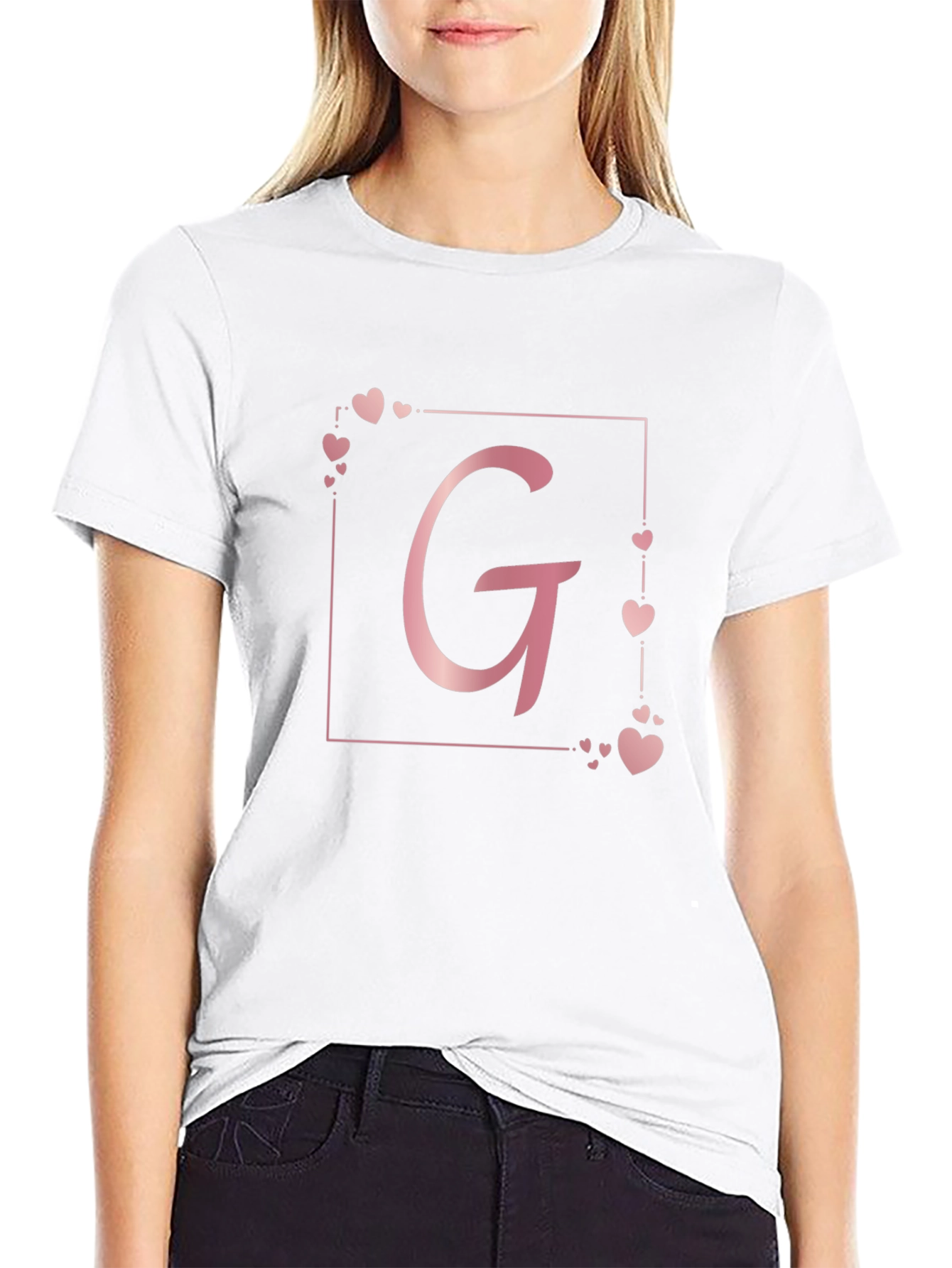 Elegant Letter G Heart Tee