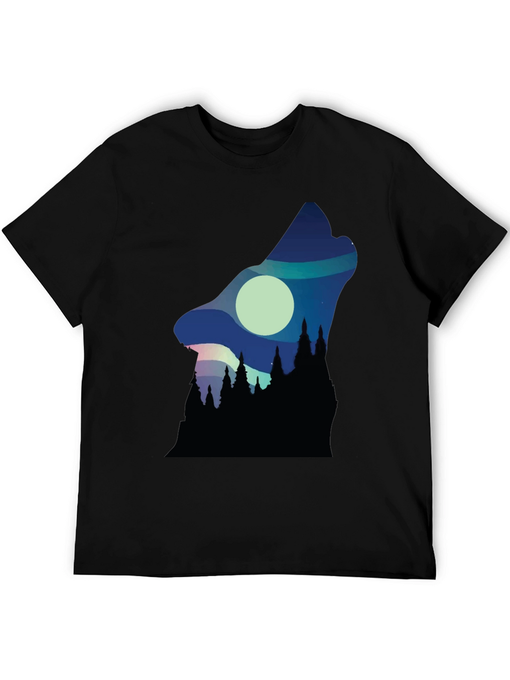 Wolf Howl Silhouette Graphic Tee - Black