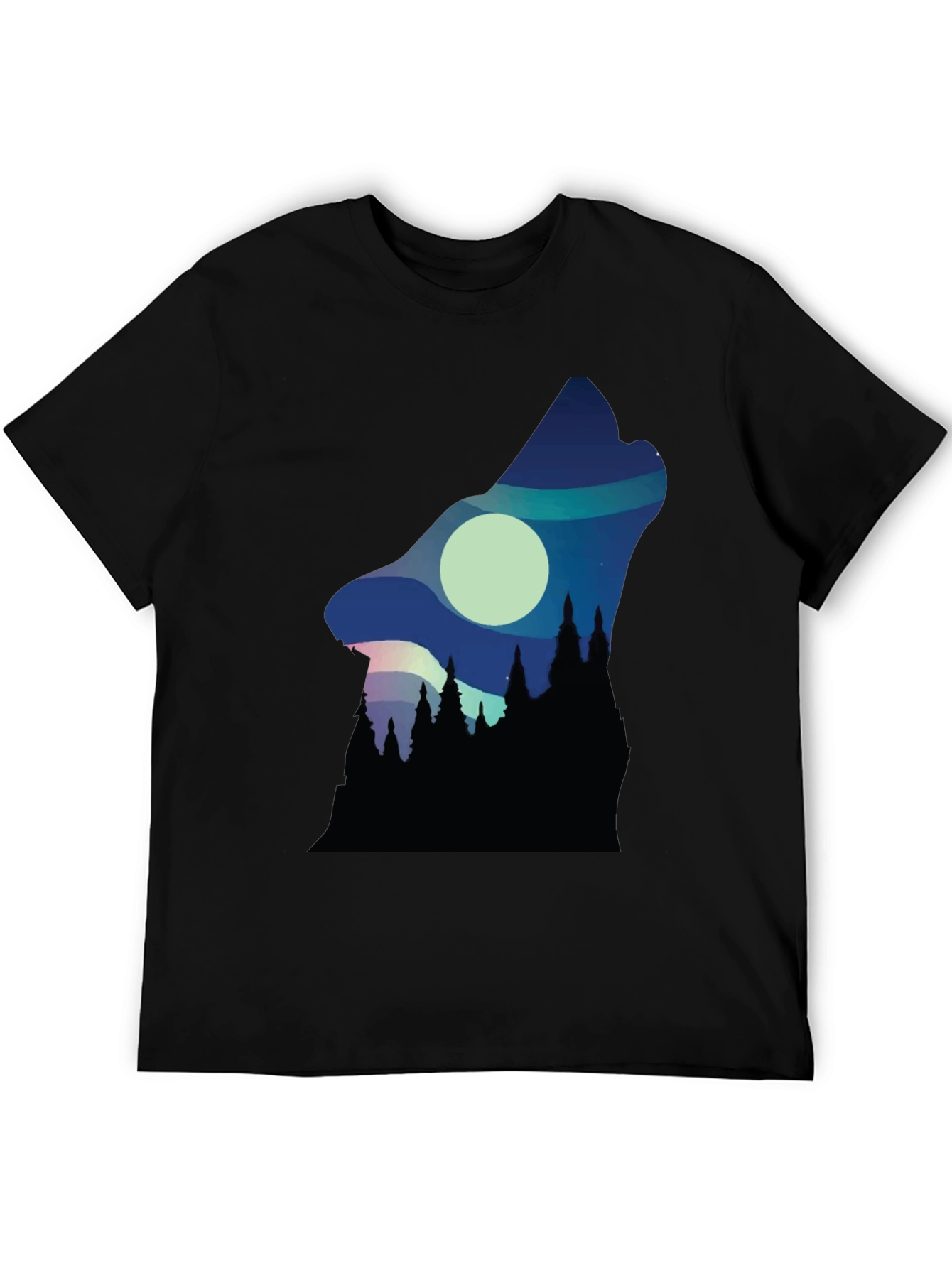 Wolf Howl Silhouette Graphic Tee - Black