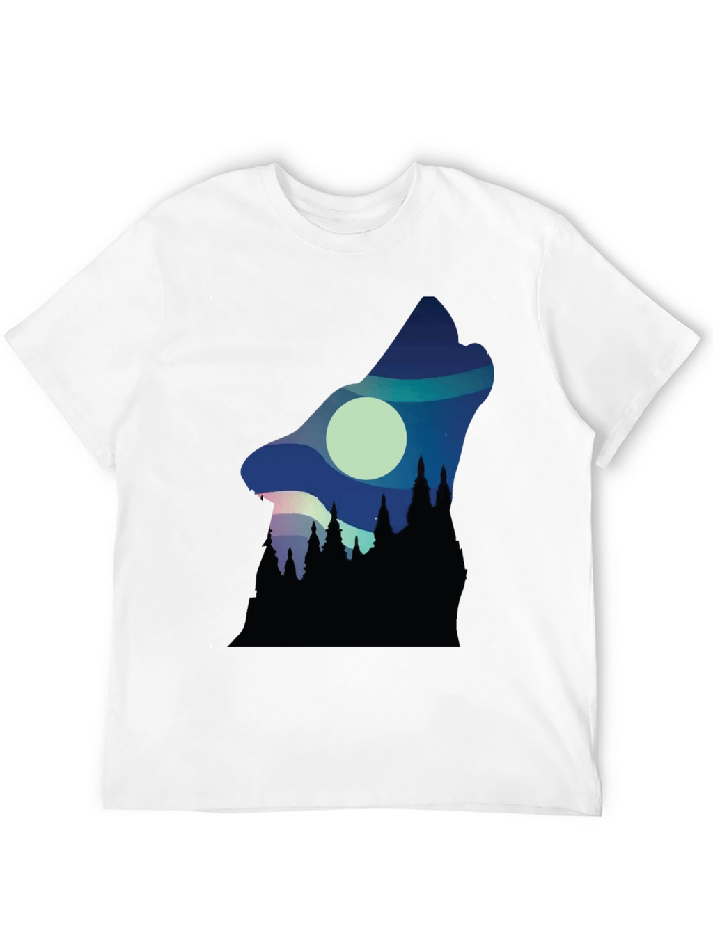Wolf Howl Silhouette Graphic Tee - Black