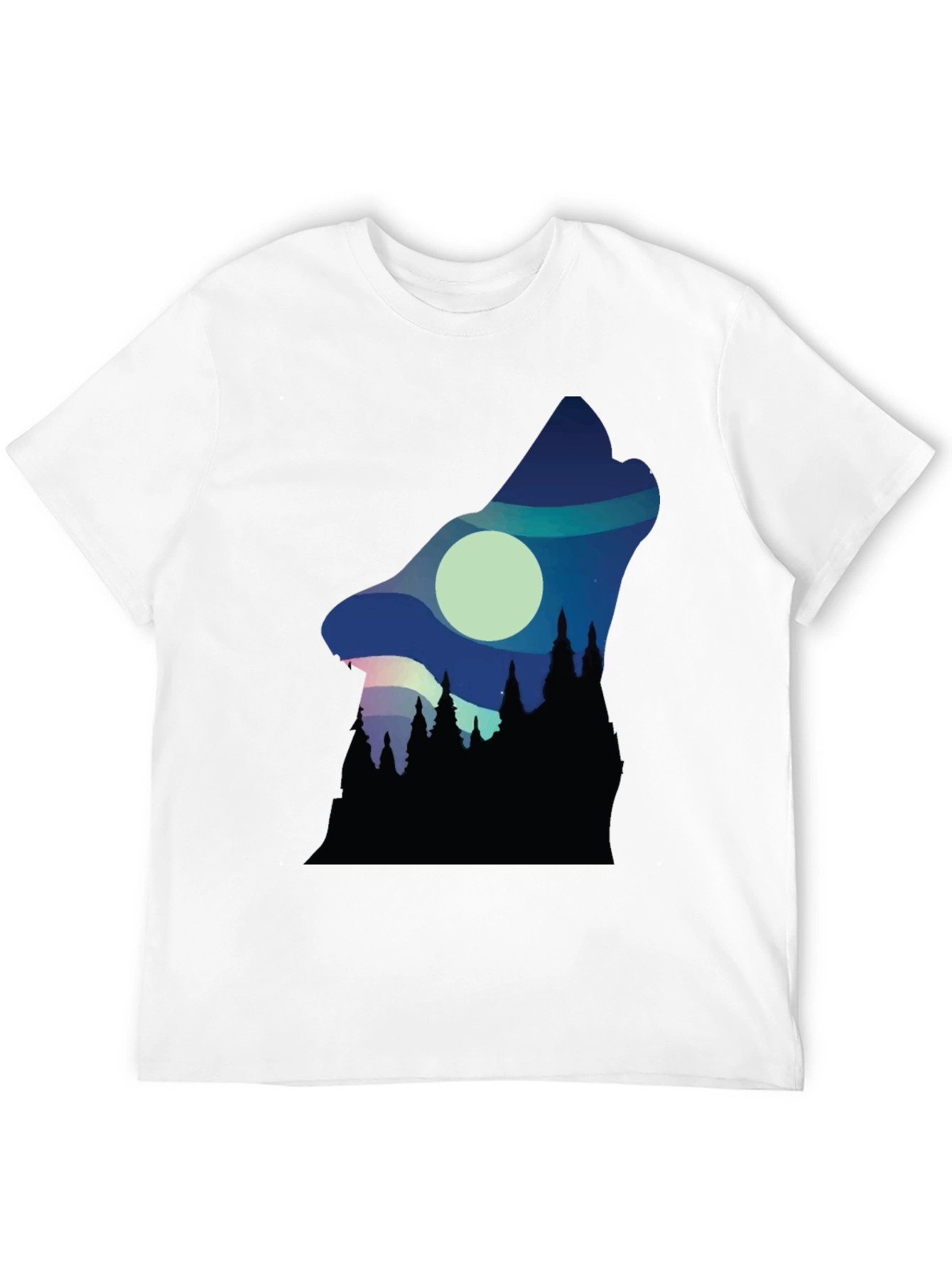 Wolf Howl Silhouette Graphic Tee - Black