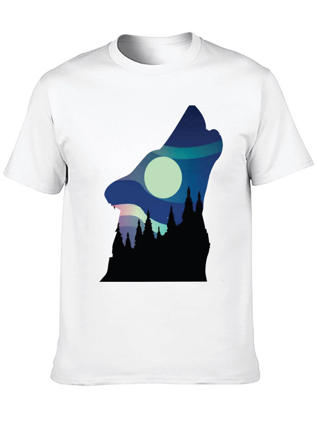 Wolf Howl Silhouette Graphic Tee - Black