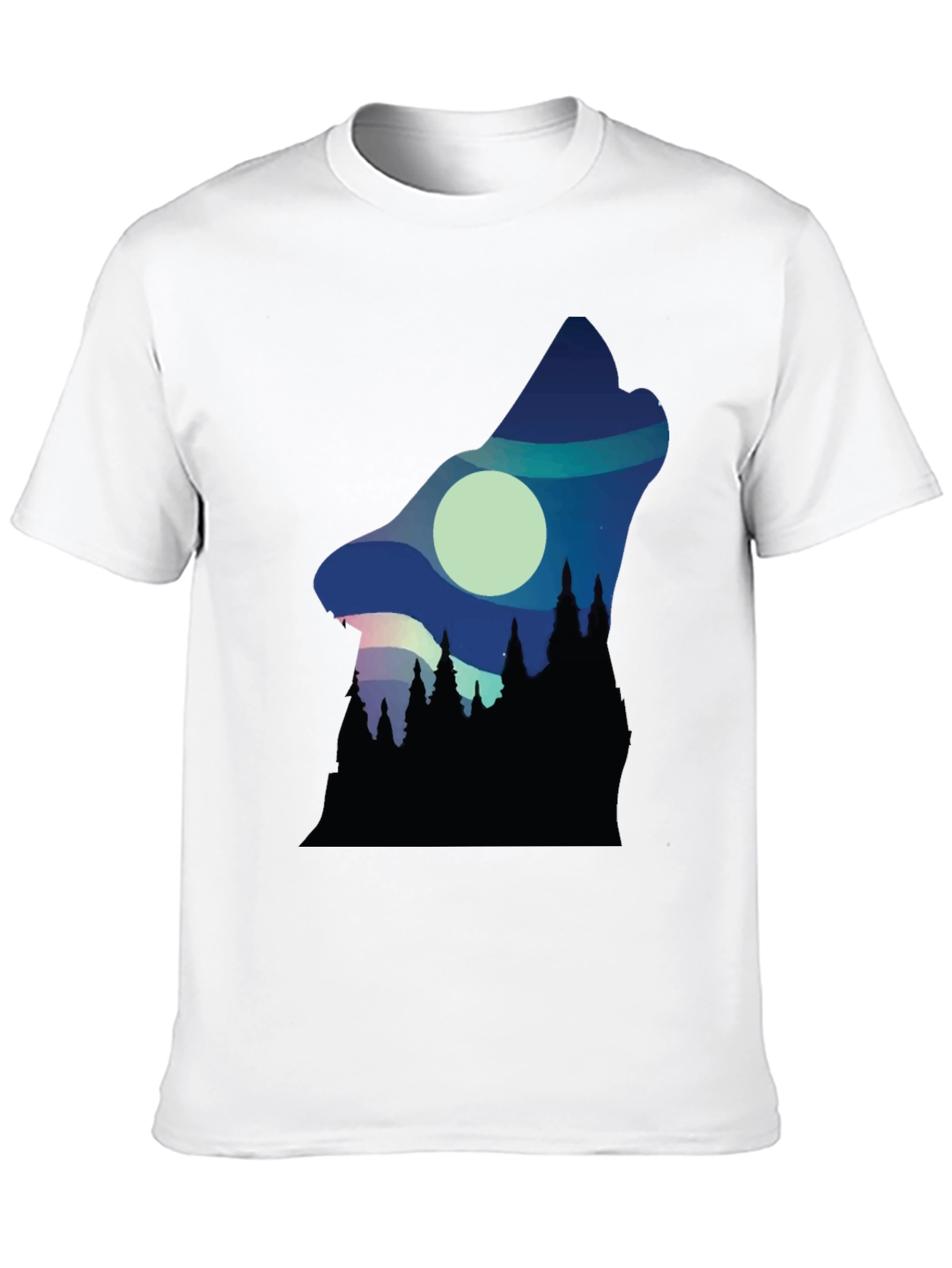 Wolf Howl Silhouette Graphic Tee - Black