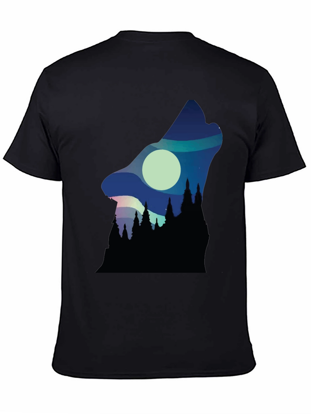 Wolf Howl Silhouette Graphic Tee - Black