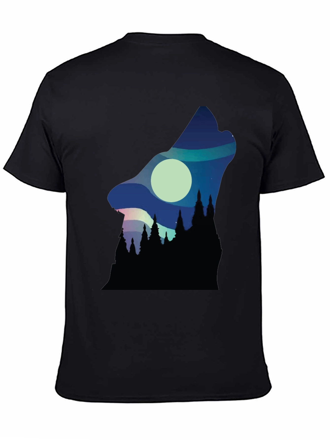 Wolf Howl Silhouette Graphic Tee - Black