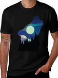 Wolf Howl Silhouette Graphic Tee - Black