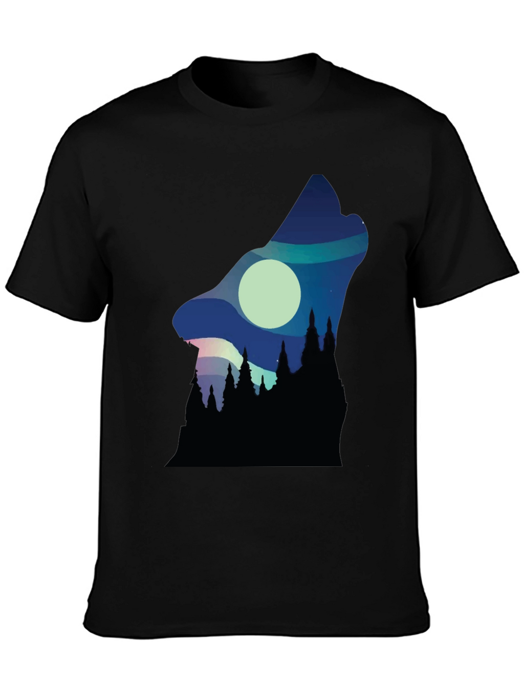 Wolf Howl Silhouette Graphic Tee - Black