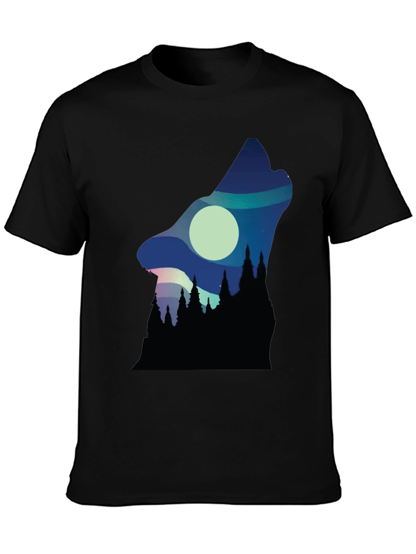 Wolf Howl Silhouette Graphic Tee - Black