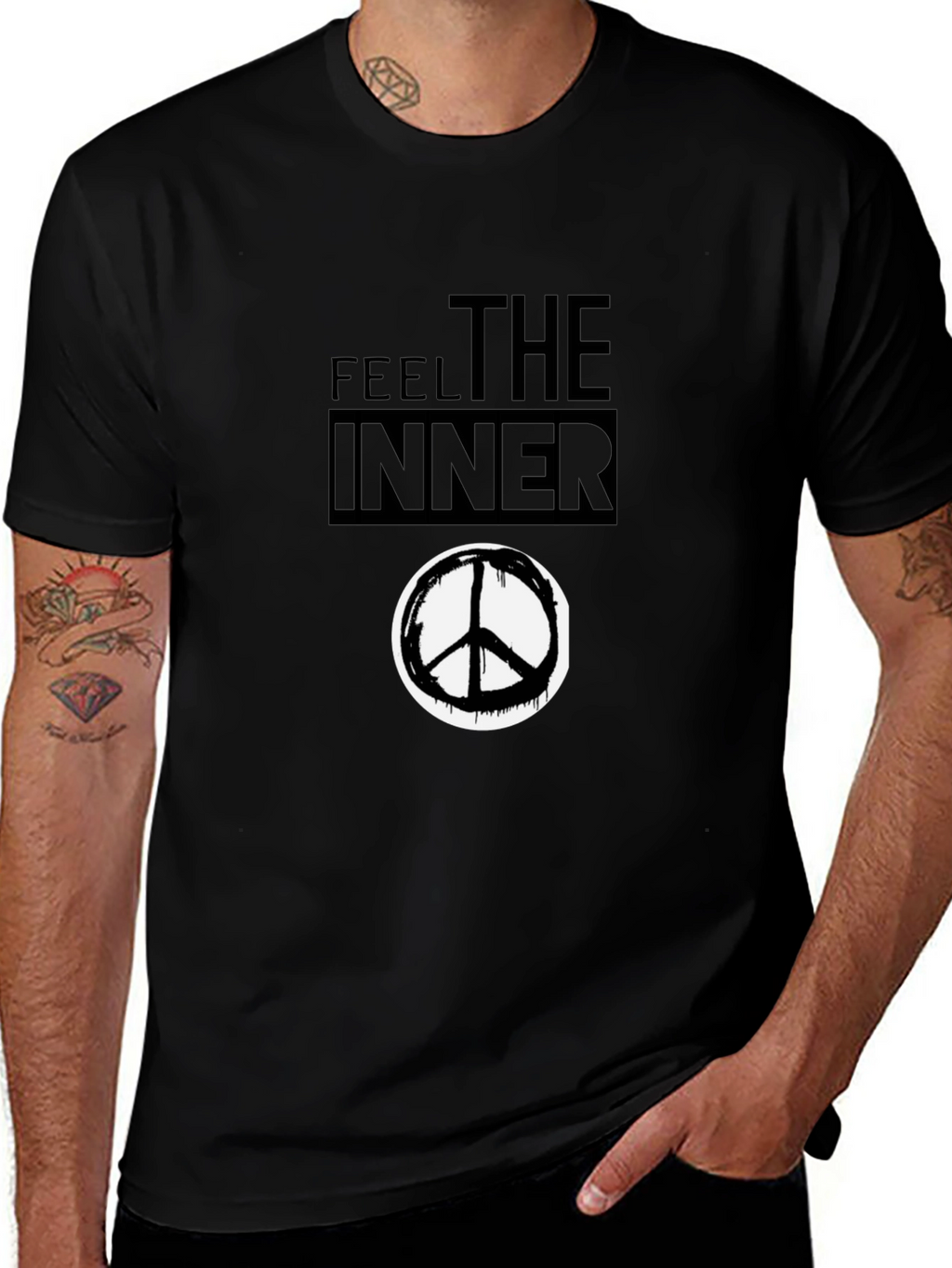 Feel the Inner Peace Black Graphic T-Shirt