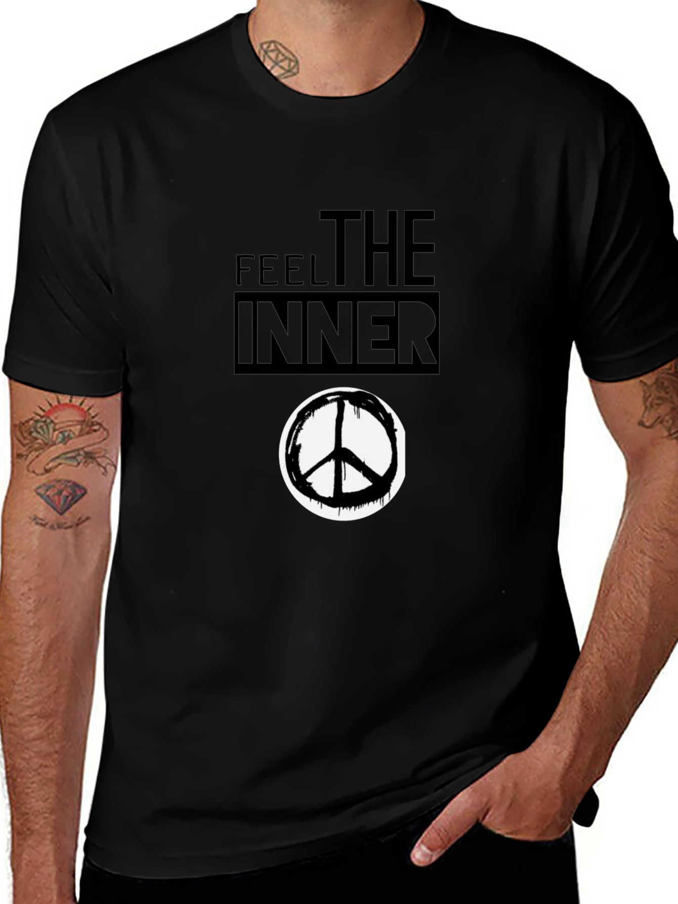 Feel the Inner Peace Black Graphic T-Shirt