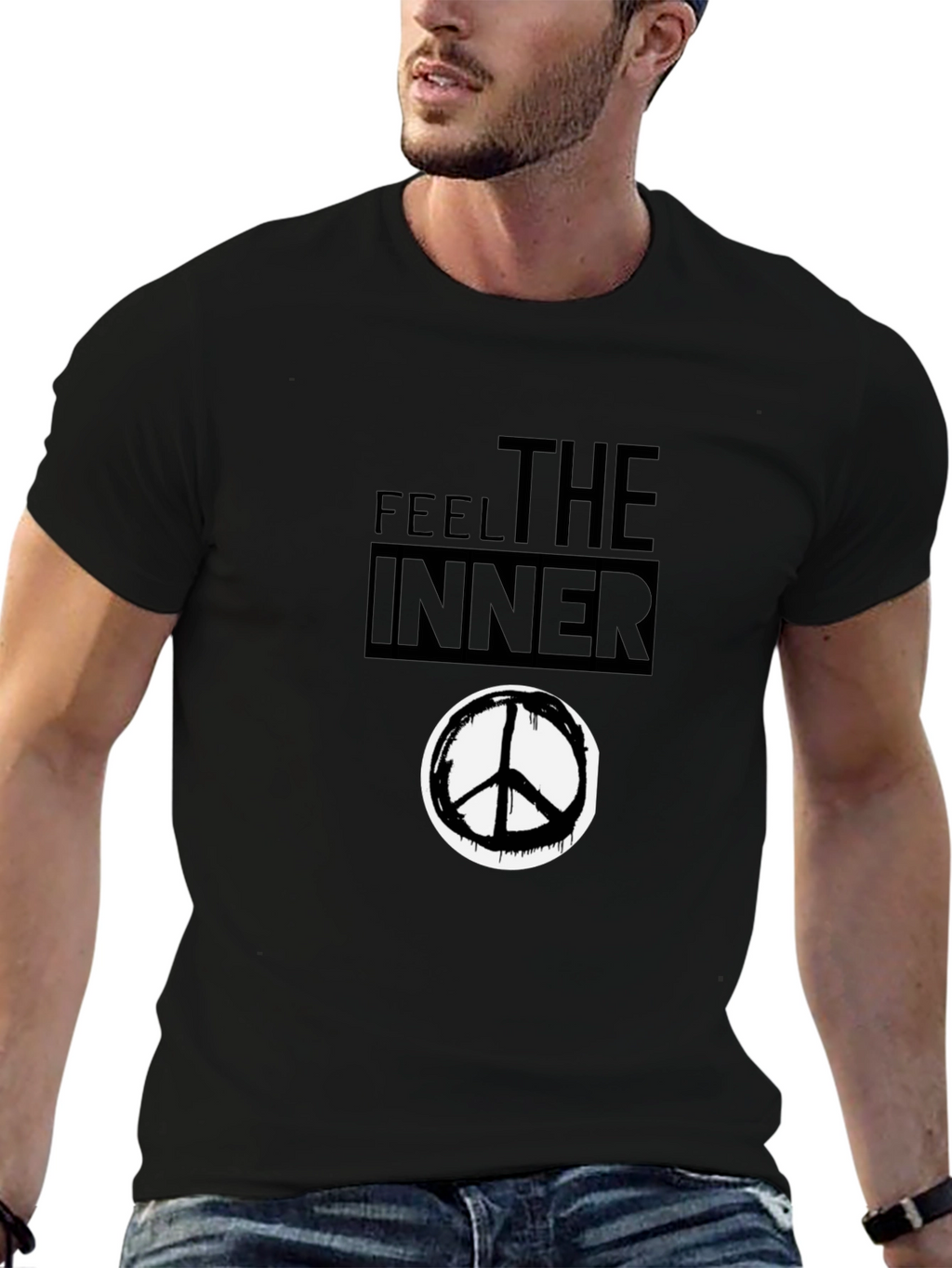 Feel the Inner Peace Black Graphic T-Shirt