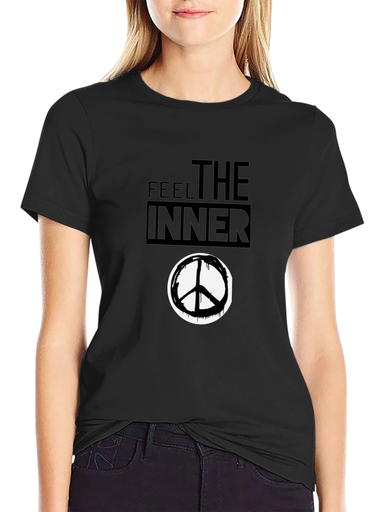 Feel the Inner Peace Black Graphic T-Shirt