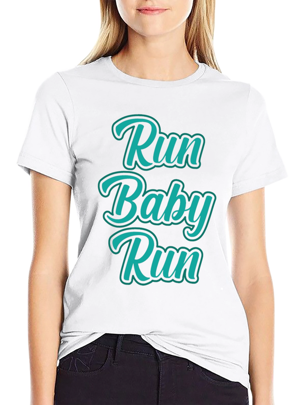 Run Baby Run Black Graphic Tee