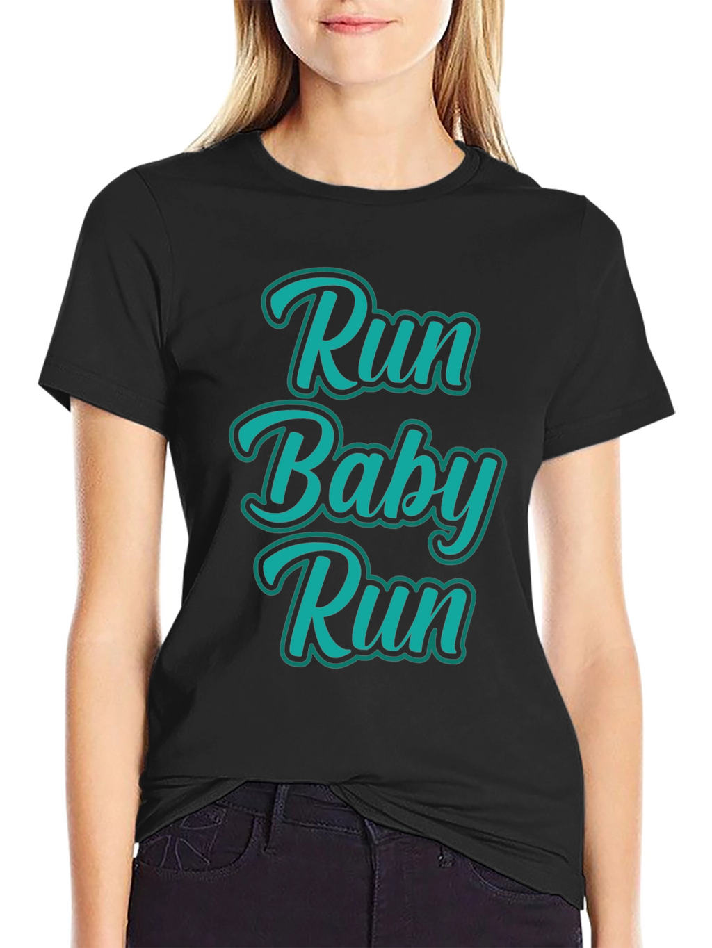 Run Baby Run Black Graphic Tee