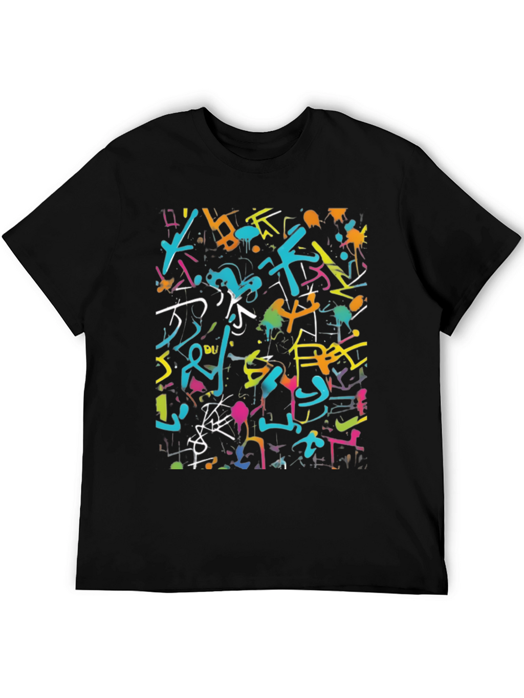 Abstract Graffiti Art Print Black T-Shirt