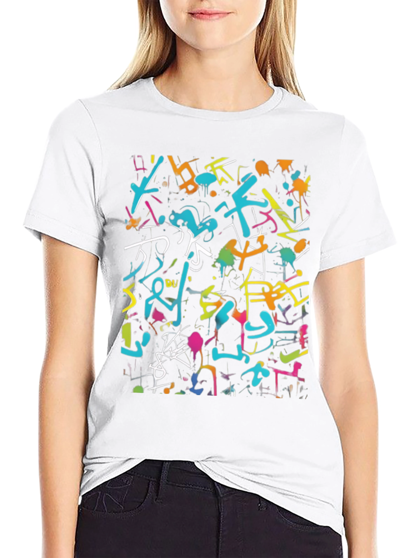 Abstract Graffiti Art Print Black T-Shirt