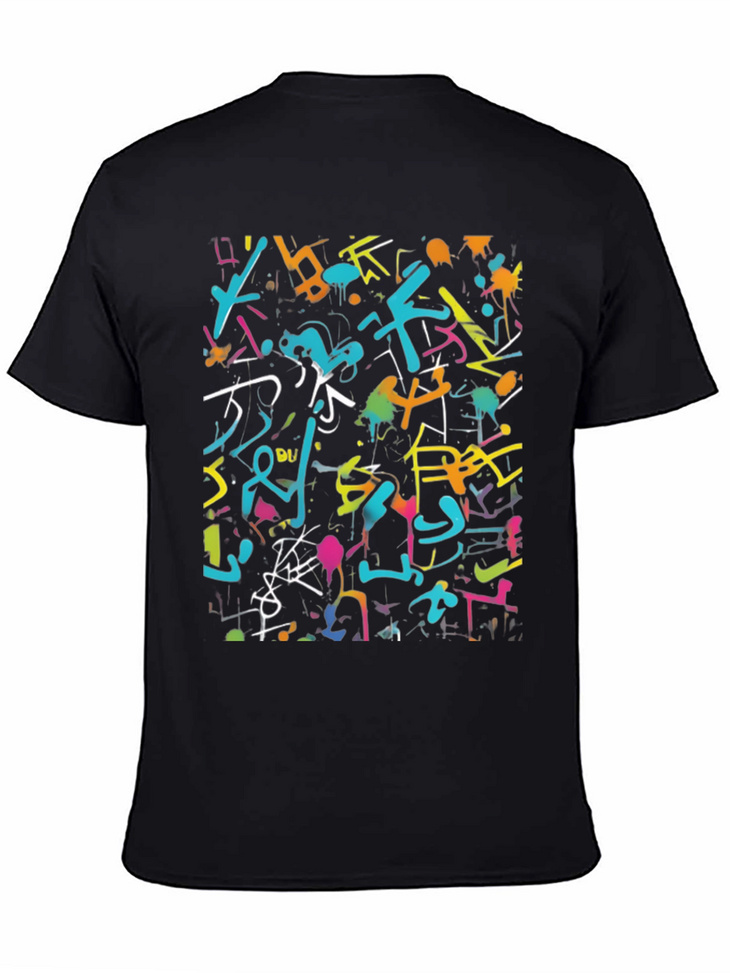 Abstract Graffiti Art Print Black T-Shirt
