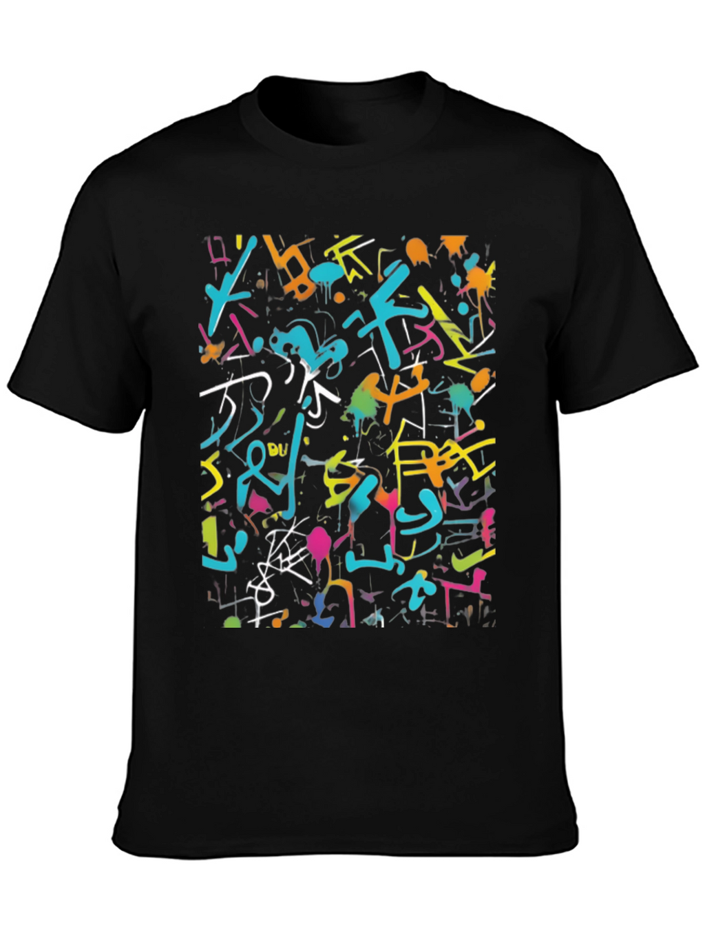 Abstract Graffiti Art Print Black T-Shirt