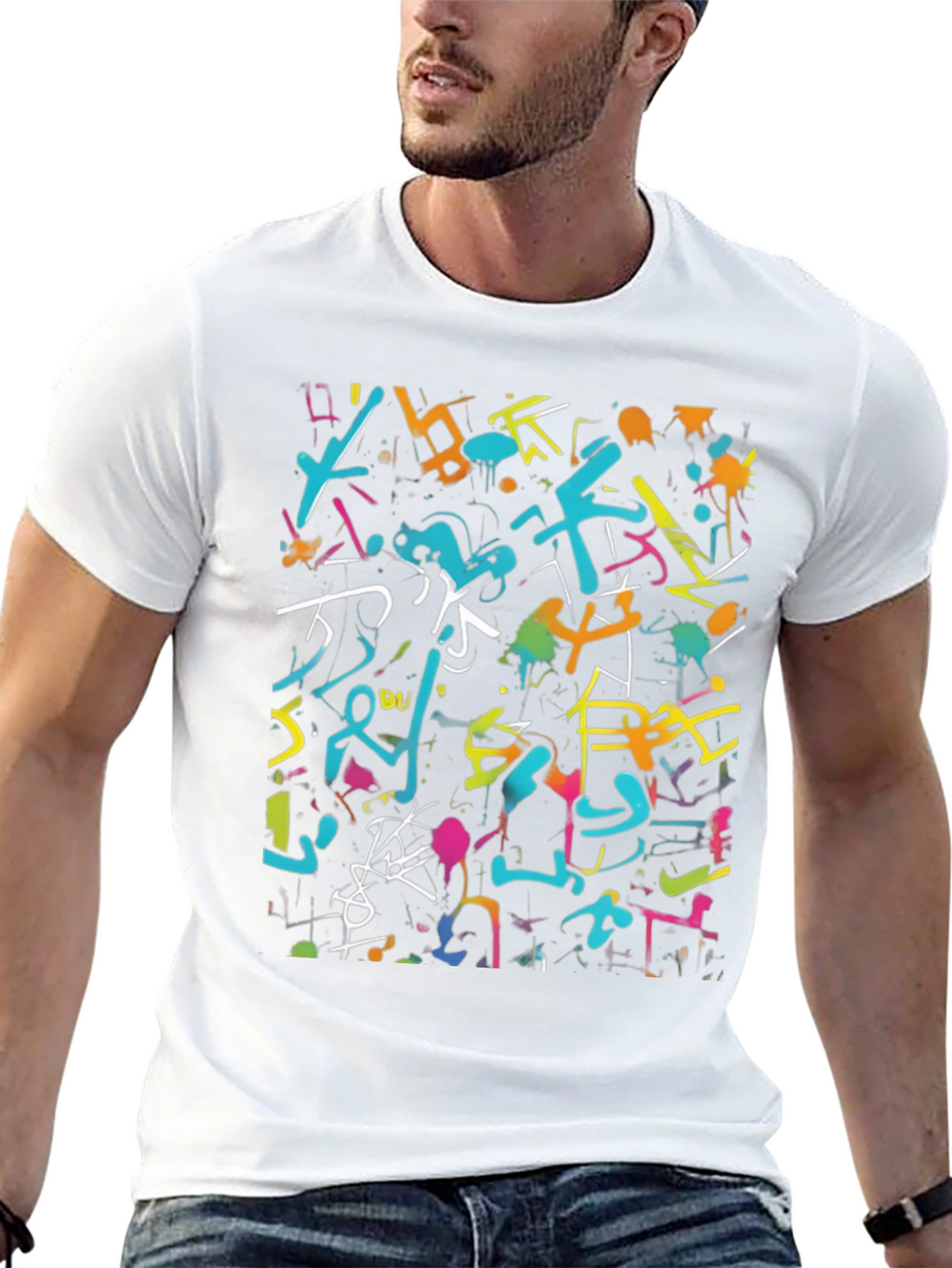 Abstract Graffiti Art Print Black T-Shirt