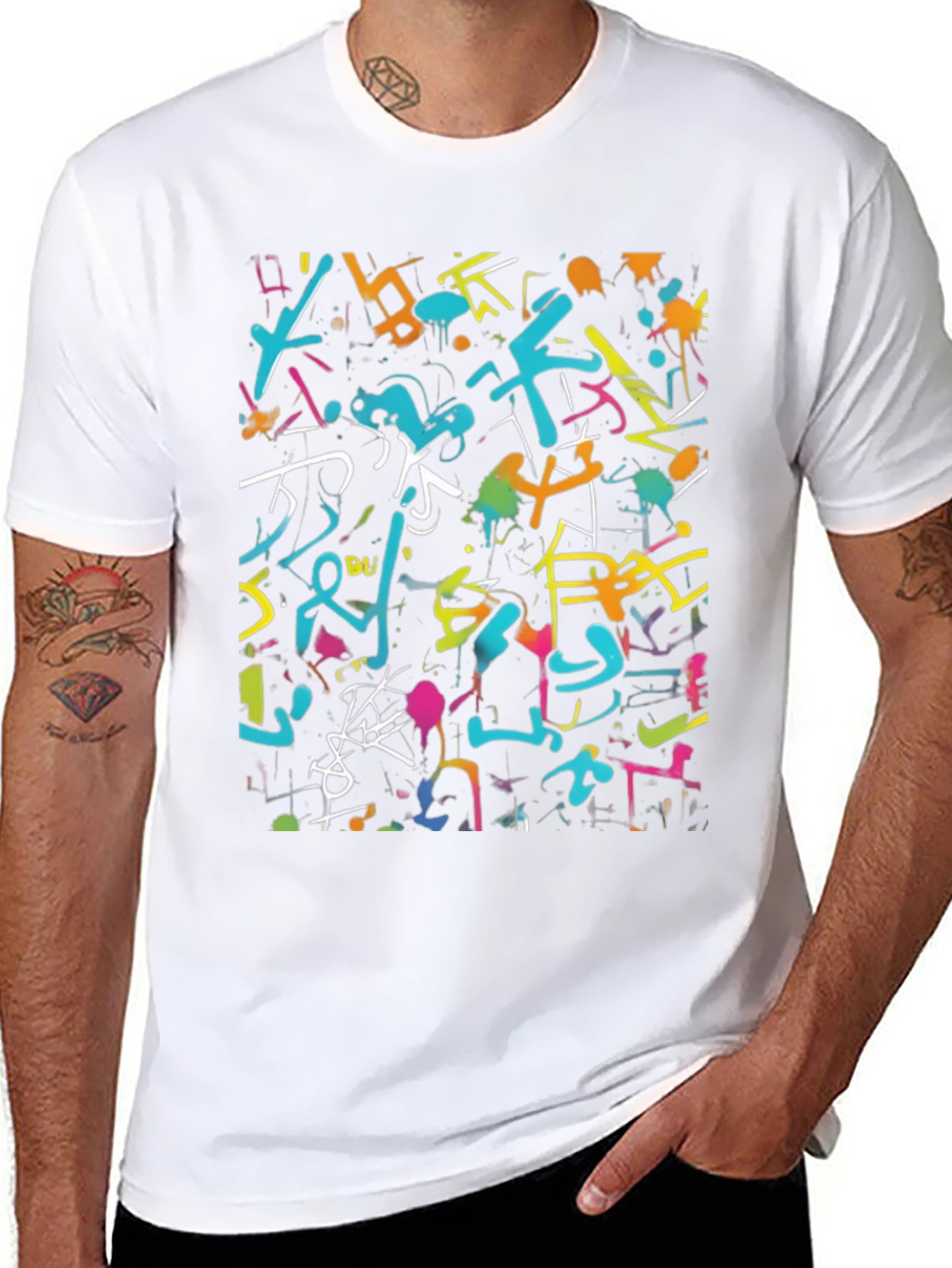 Abstract Graffiti Art Print Black T-Shirt