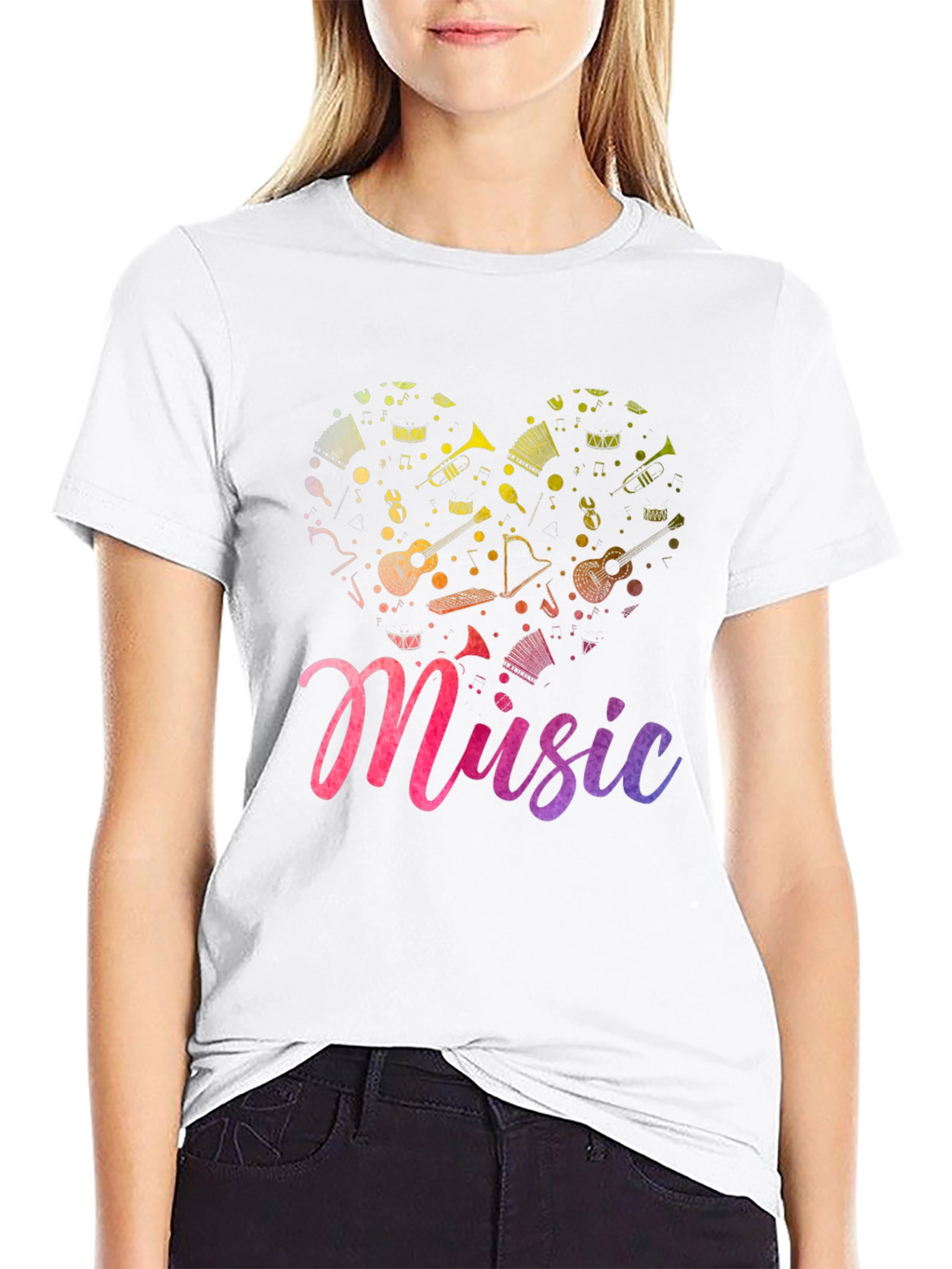 Music Heart Graphic Tee - Soft Black T-Shirt
